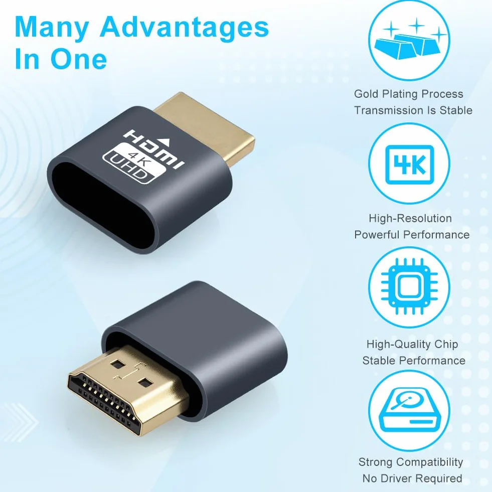 AXFEE Wtyczka HDMI Dummy, 1 szt. 4K@60Hz 3840x2160 Monitor Wirtualny, Przenośny Bezprzewodowy Emulator HDMI, Adapter USB-C na HDMI do Notebooka, Projektora, Telewizora, Komputera, Monitora