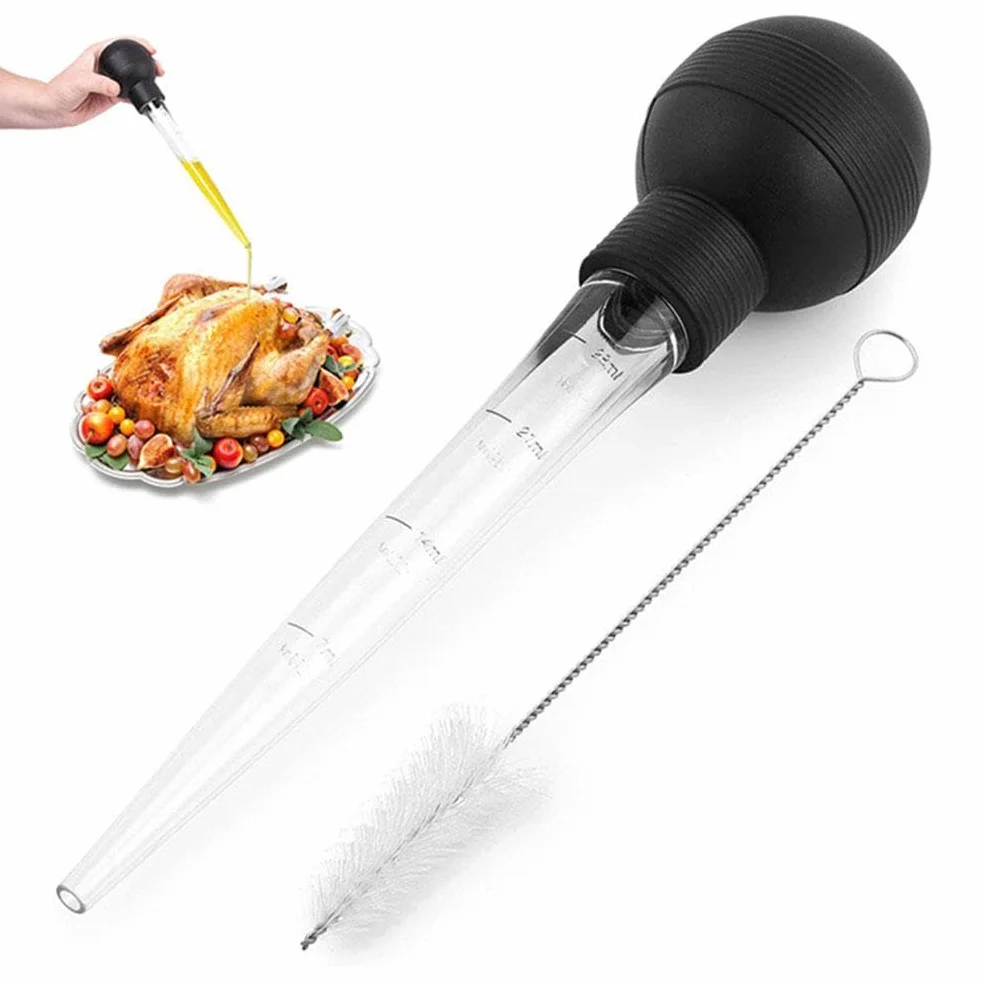 Poire à Dinde avec Brosse de Nettoyage Grande pour Cuisson Barbecue Grill