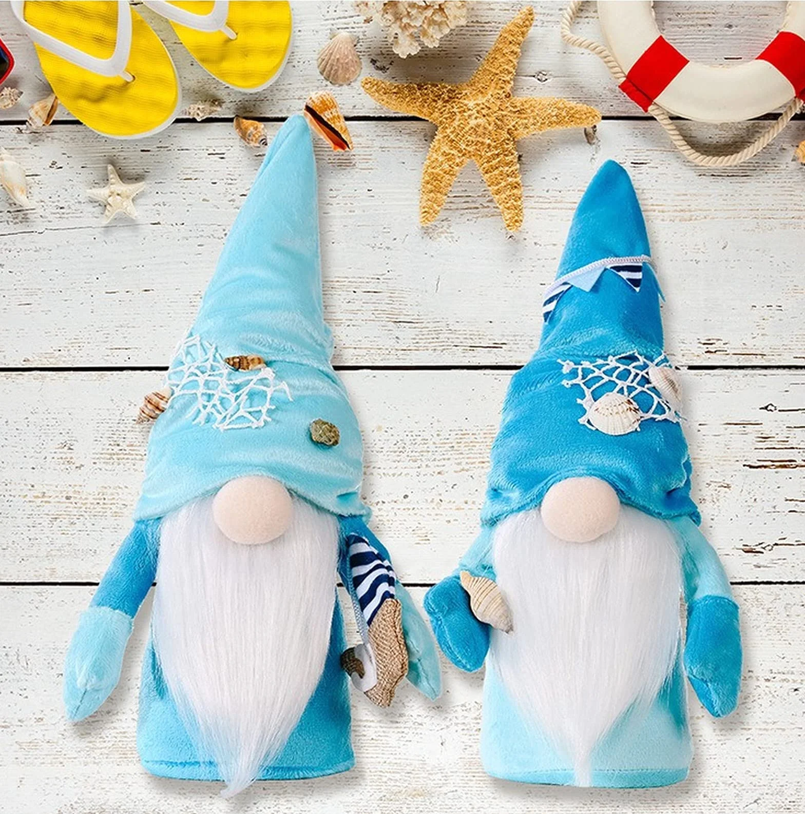 Peluche Nain de Mer Lot de 2 Figurine de Collection Décoration Fait à la Main Lutin Suédois