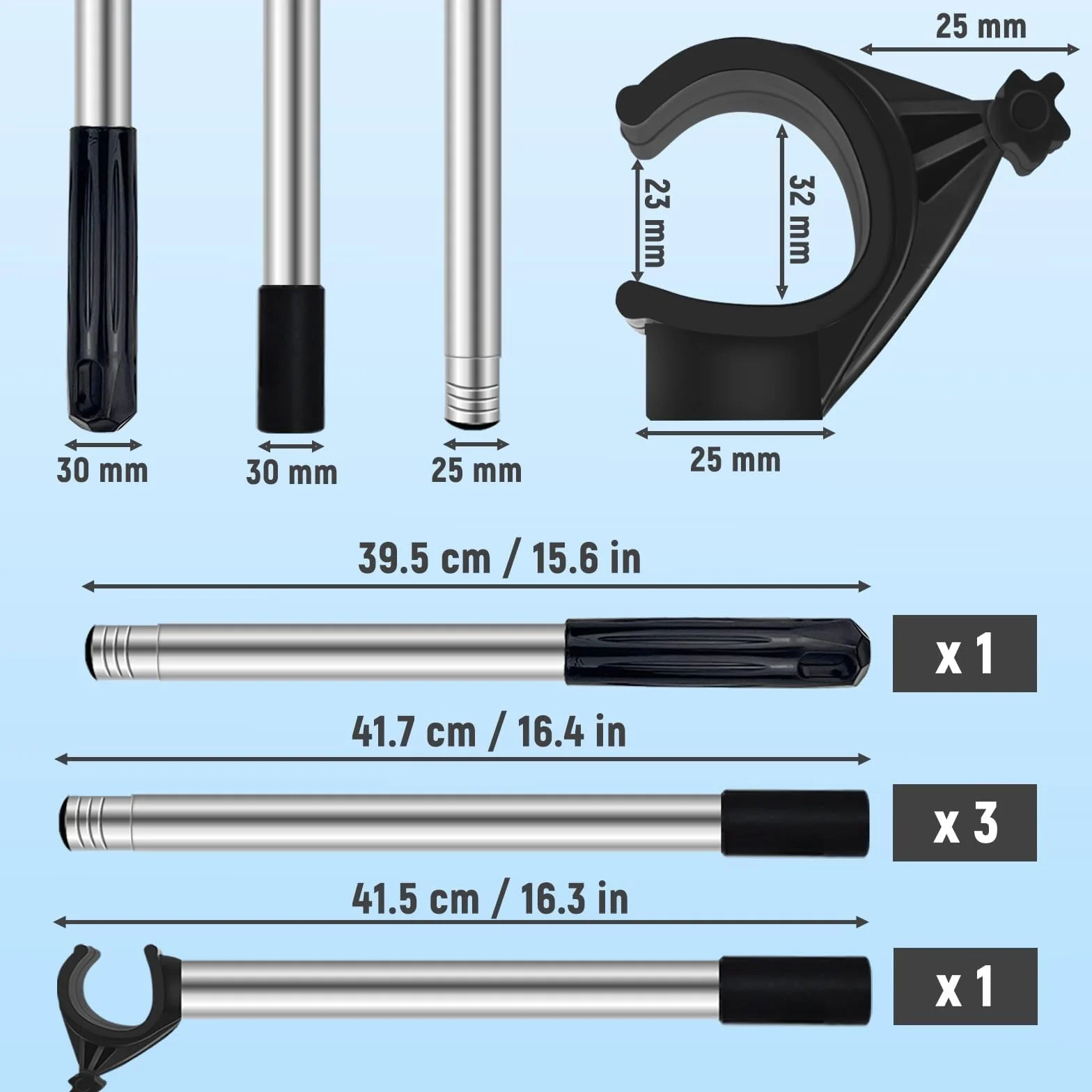 Canne Télescopique Acier Inoxydable pour Fenêtre de Toit Store, Perche avec Crochet Universel Extensible 186 cm