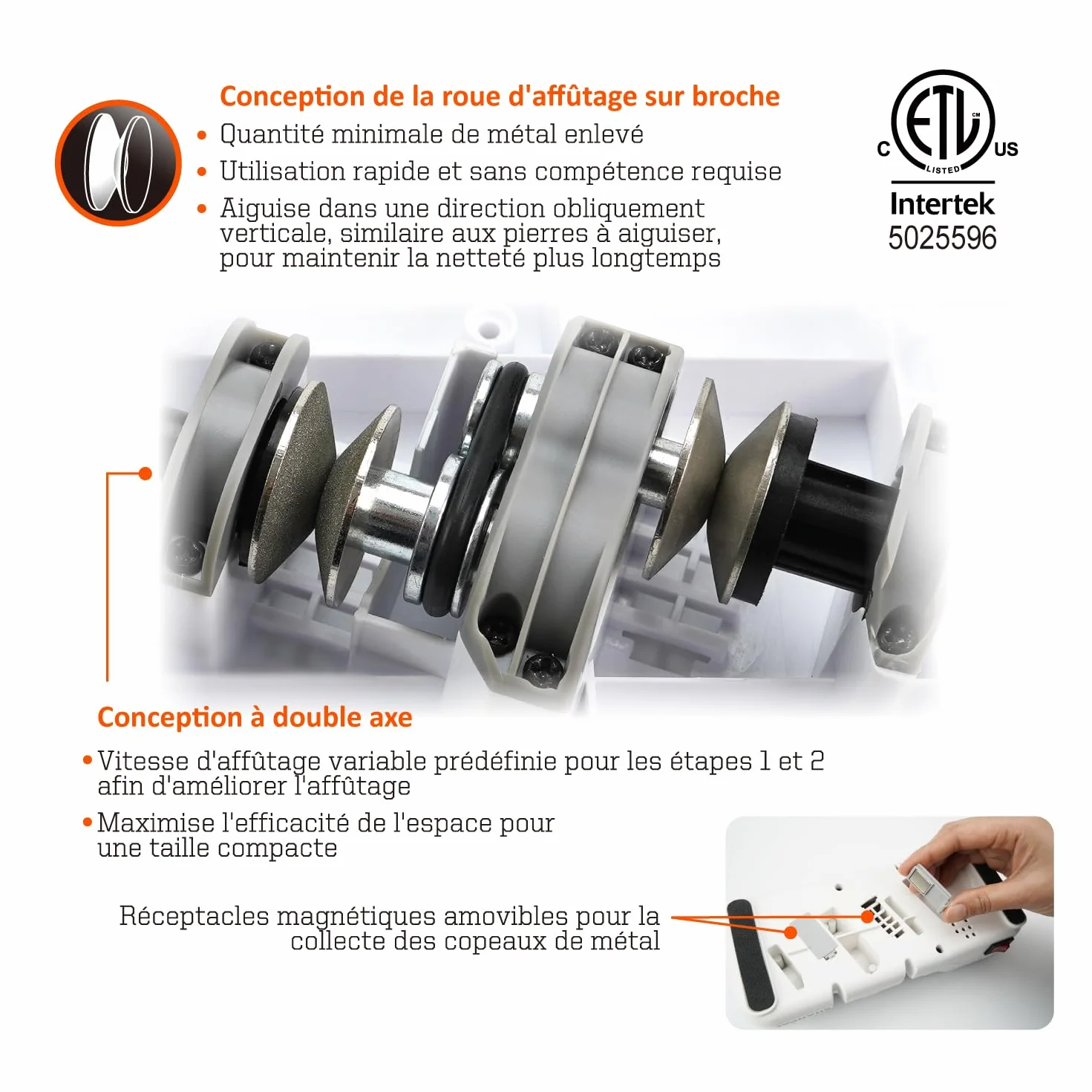 SHARPAL 198H Aiguiseur de couteaux électrique - 3 étapes avec meules en diamant