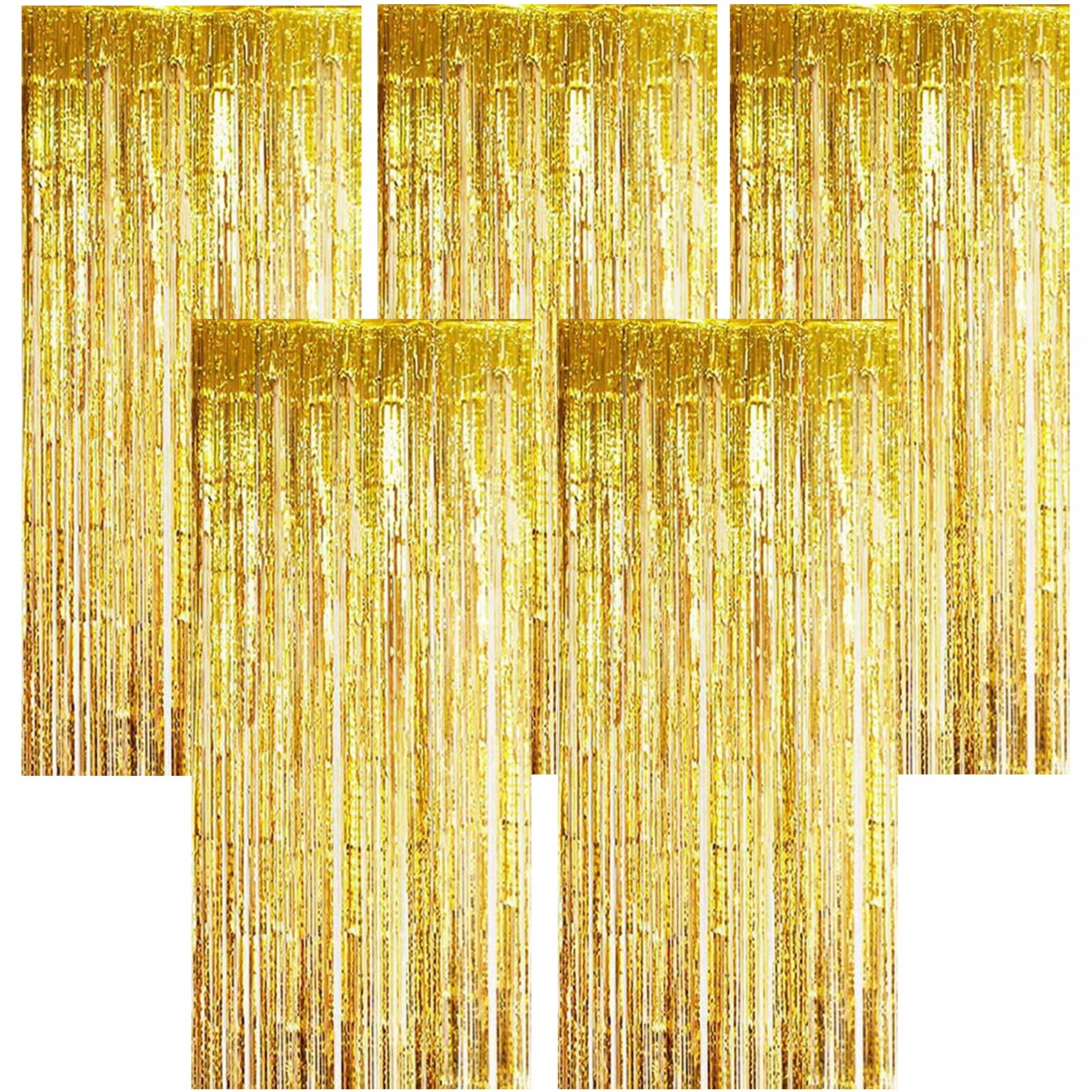 Rideau Métallique Tinsel Or, Rideaux à Franges en Aluminium pour Porte Fenêtre, Décoration Anniversaire Fond de Photos