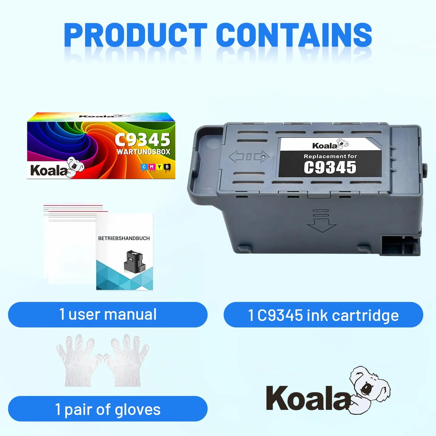 Koala C9345 Boîte de Maintenance Compatible Epson Workforce Pro WF-7820 WF-7830 WF-7840 WF-7845 ET-5800 ET-5850 ET-5880 ET-16600 ET-16650 L1515 Réservoir d'encre résiduelle