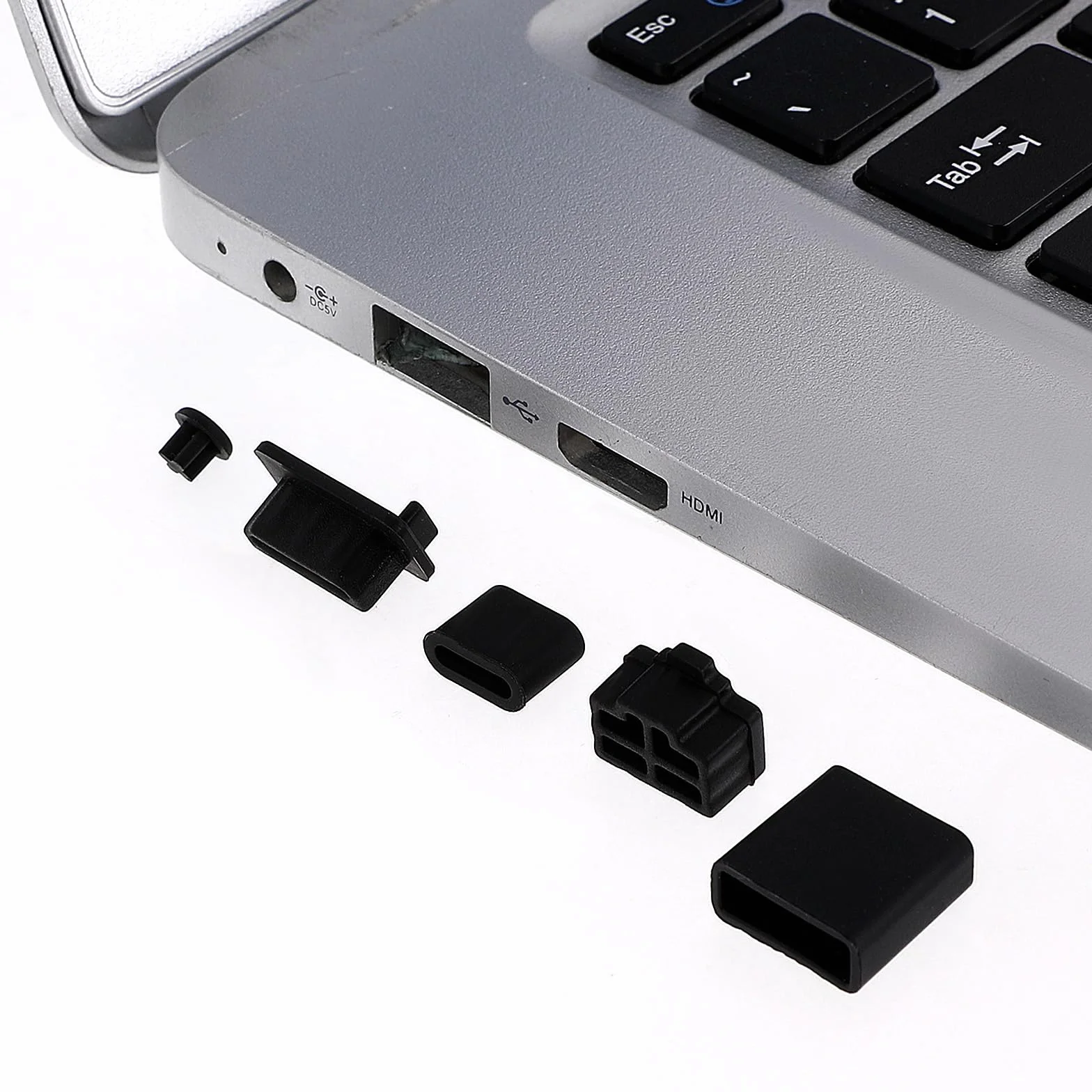 50 sztuk, 7 rodzajów nasadek ochronnych USB, silikonowe, ochrona przed kurzem USB C, osłona na port USB-A, ochrona przed kurzem, dla kobiet i mężczyzn, USB C, słuchawki 3,5 mm, HDMI, RJ45 Ethernet