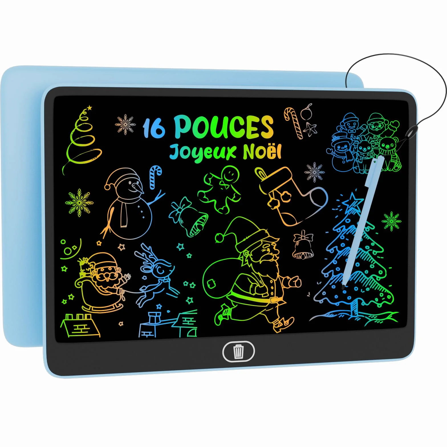 Electight Tablette d'écriture LCD Colorée 16 Pouces, Tablette Graphique Enfants, Jouet Éducatif - Bleu