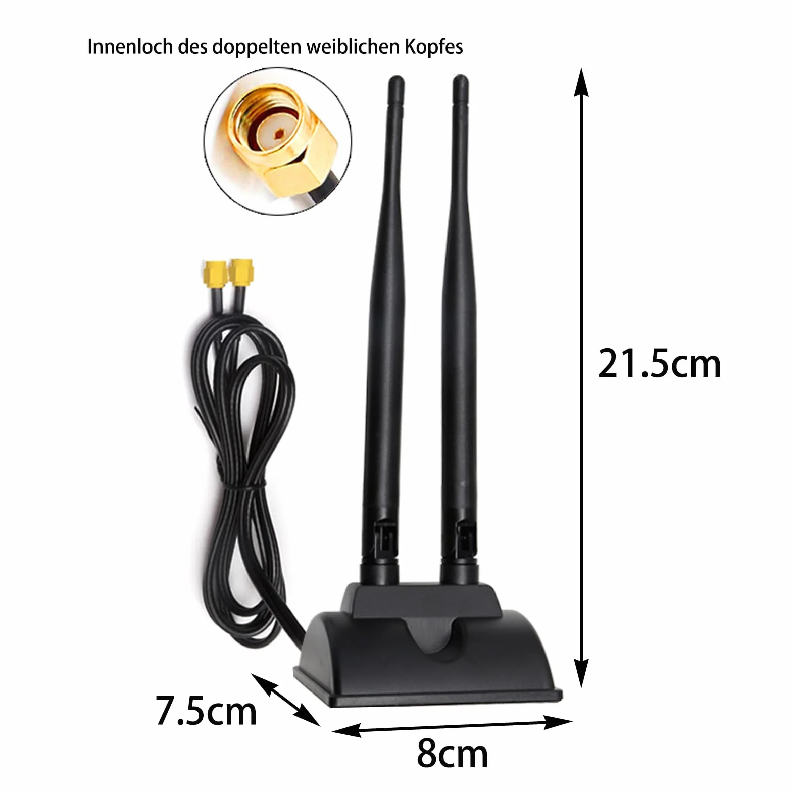 GERUI Tianxian-01 dwuzakresowa antena Wi-Fi 8 dBi 2,4 GHz 5,8 GHz, adapter SMA, Bluetooth 6DB, wielokierunkowa High Gain, rozszerzona antena z podstawą magnetyczną
