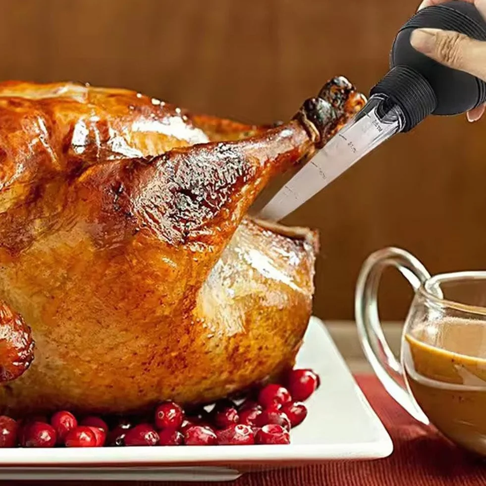 Poire à Dinde avec Brosse de Nettoyage Grande pour Cuisson Barbecue Grill