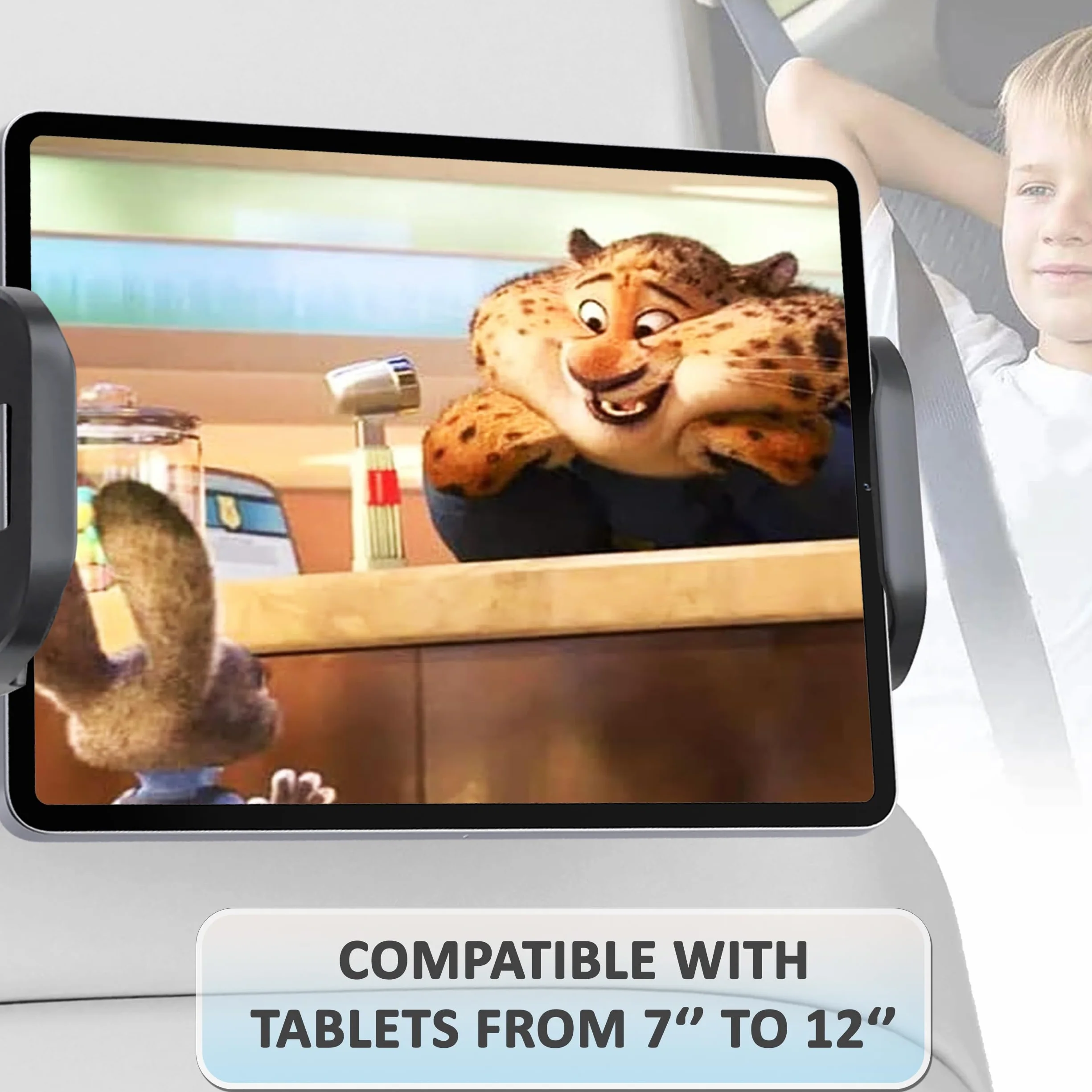 Ansolu Uchwyt na tablet samochodowy zagłówek nowy projekt regulowany obrót o 360° łatwa instalacja bez użycia narzędzi Kompatybilny z tabletem 7-12" Uchwyt na tablet samochodowy