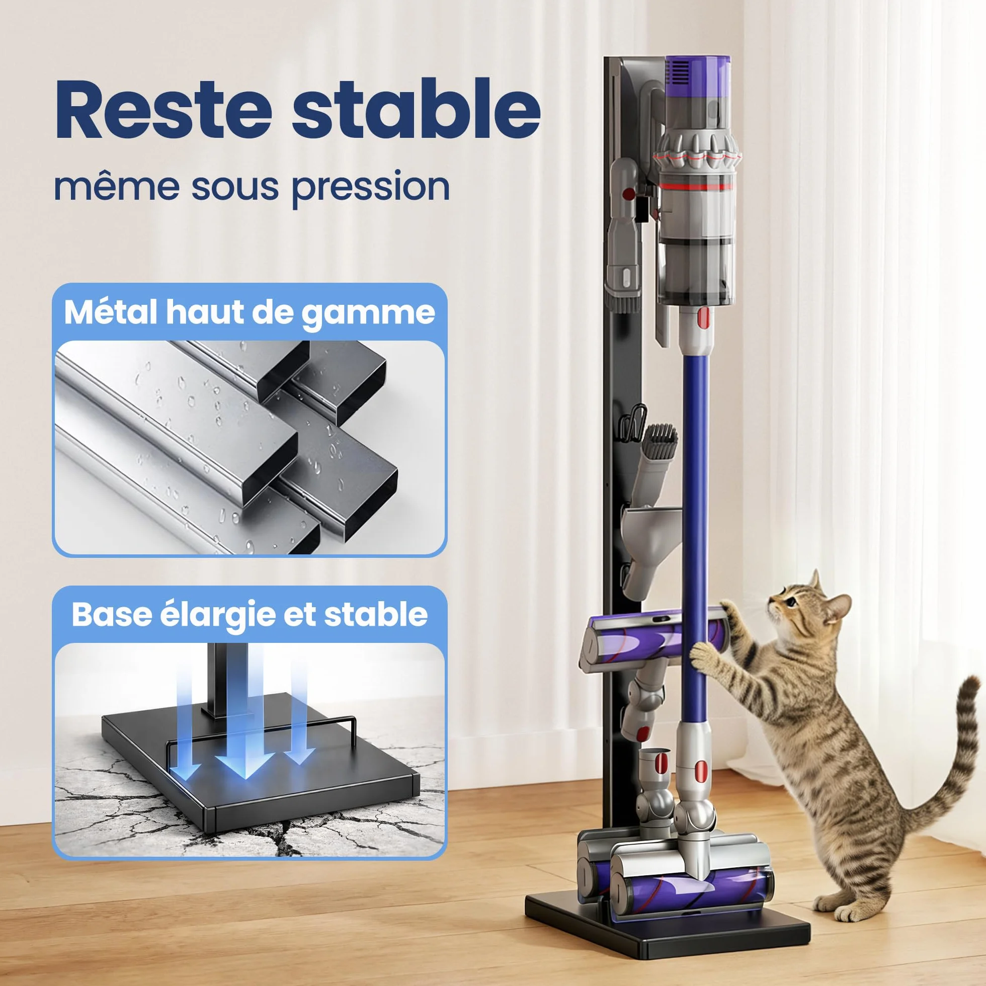 pickpiff Support pour aspirateur Dyson sur pied, compatible V15 V12 V11 V10 V8 V7 V6 / DC58 DC59 DC62 DC74 – rangement pour accessoires, gain de place, installation facile