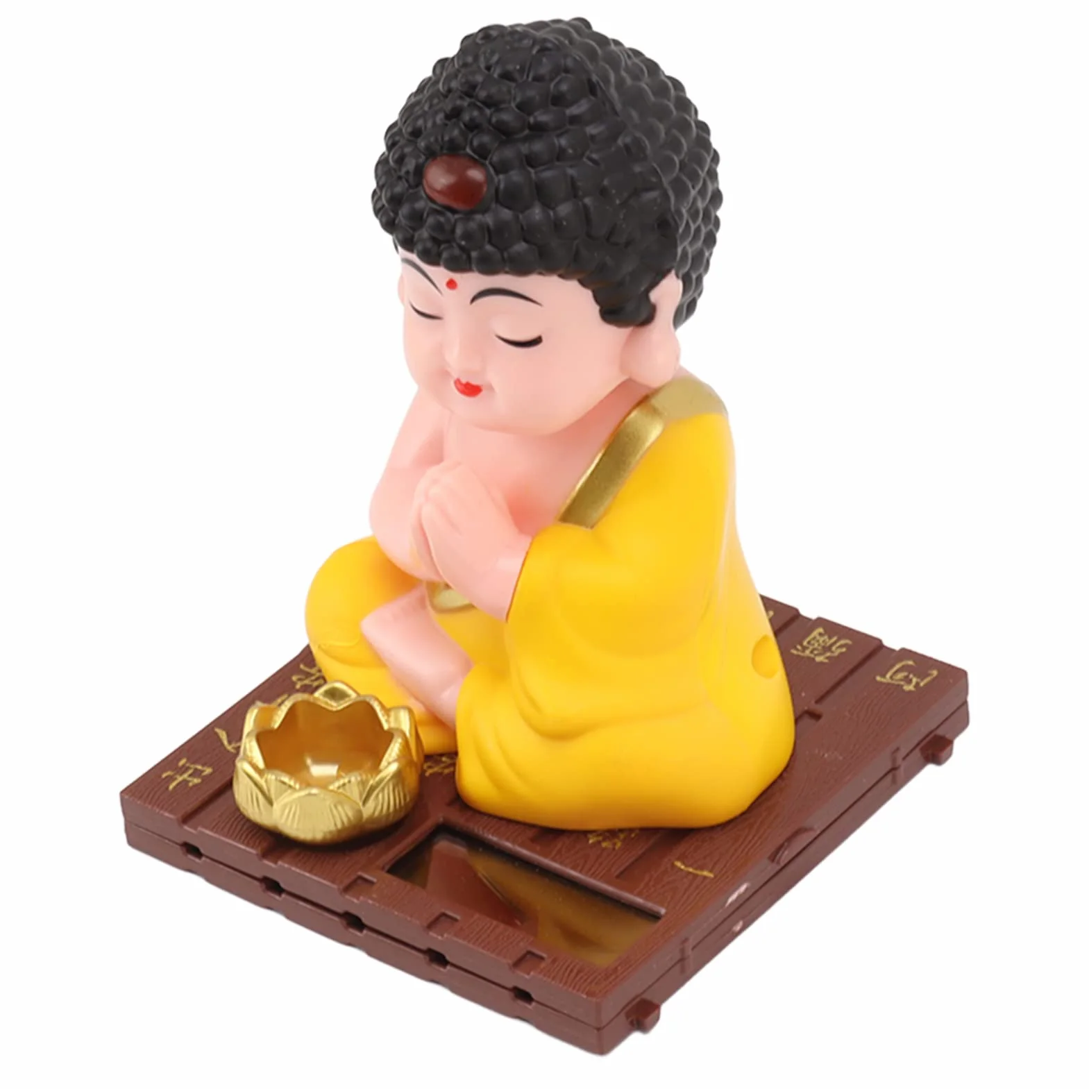 Figurine de Bouddha Hochant la Tête Solaire, Statue en Plastique Couleurs Vives pour Maison Voiture Bureau