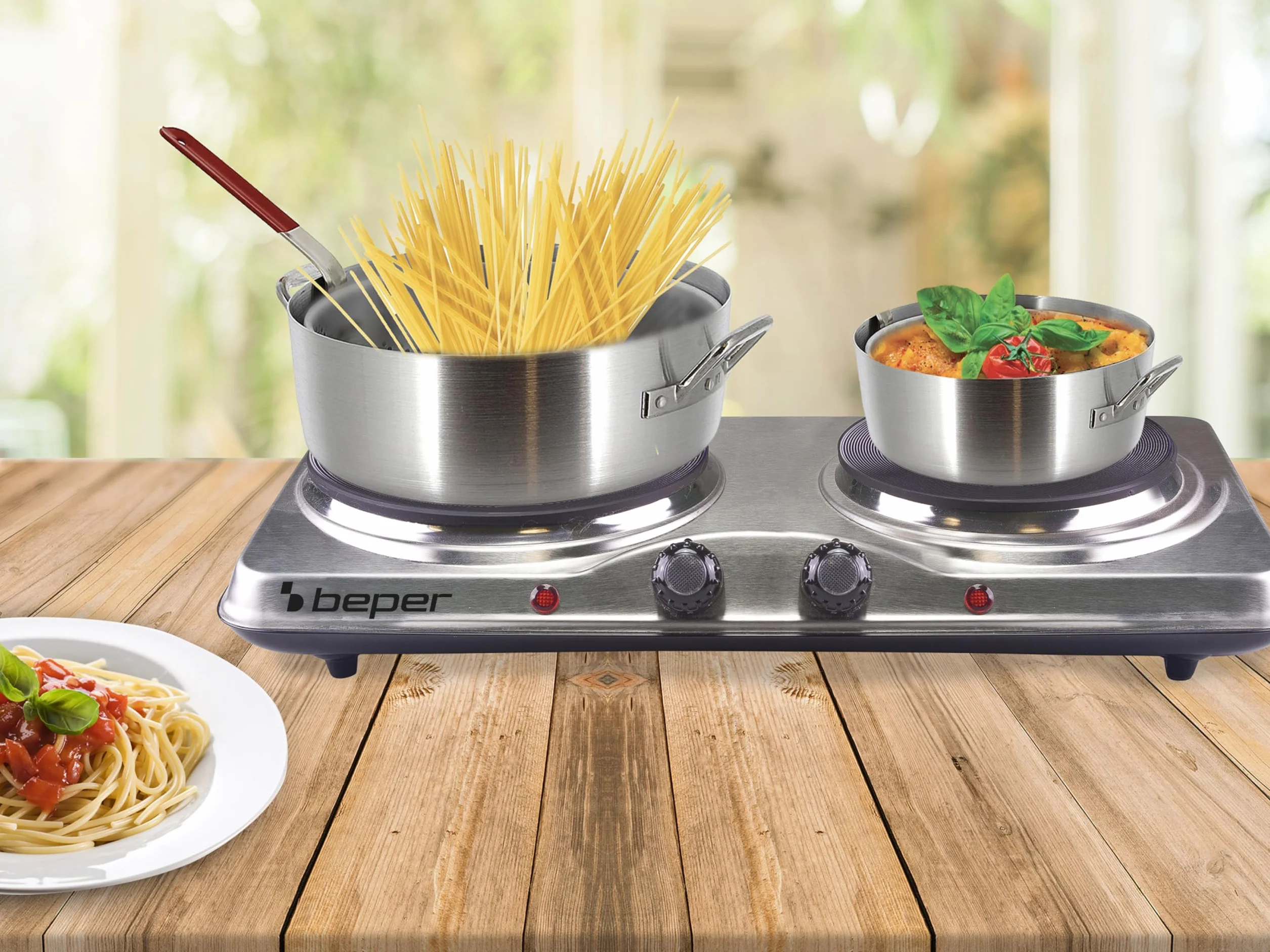 BEPER 90.825 Double Plaque de Cuisson Electrique, Argent, 1000 W