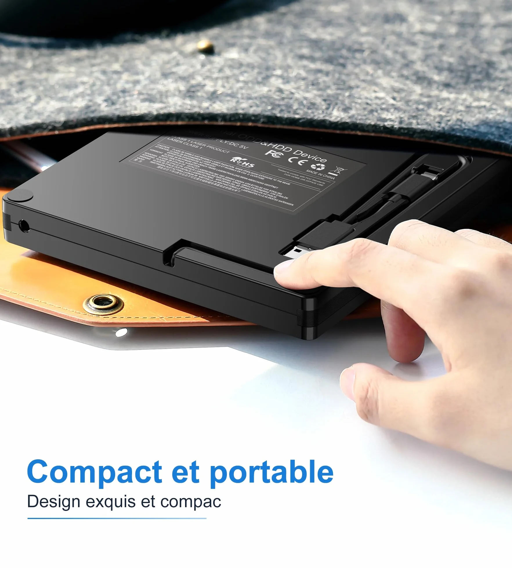 Lecteur CD/DVD Externe USB 3.0 USB-C Graveur DVD Portable -/+RW Drive Mince pour PC Windows MacOS