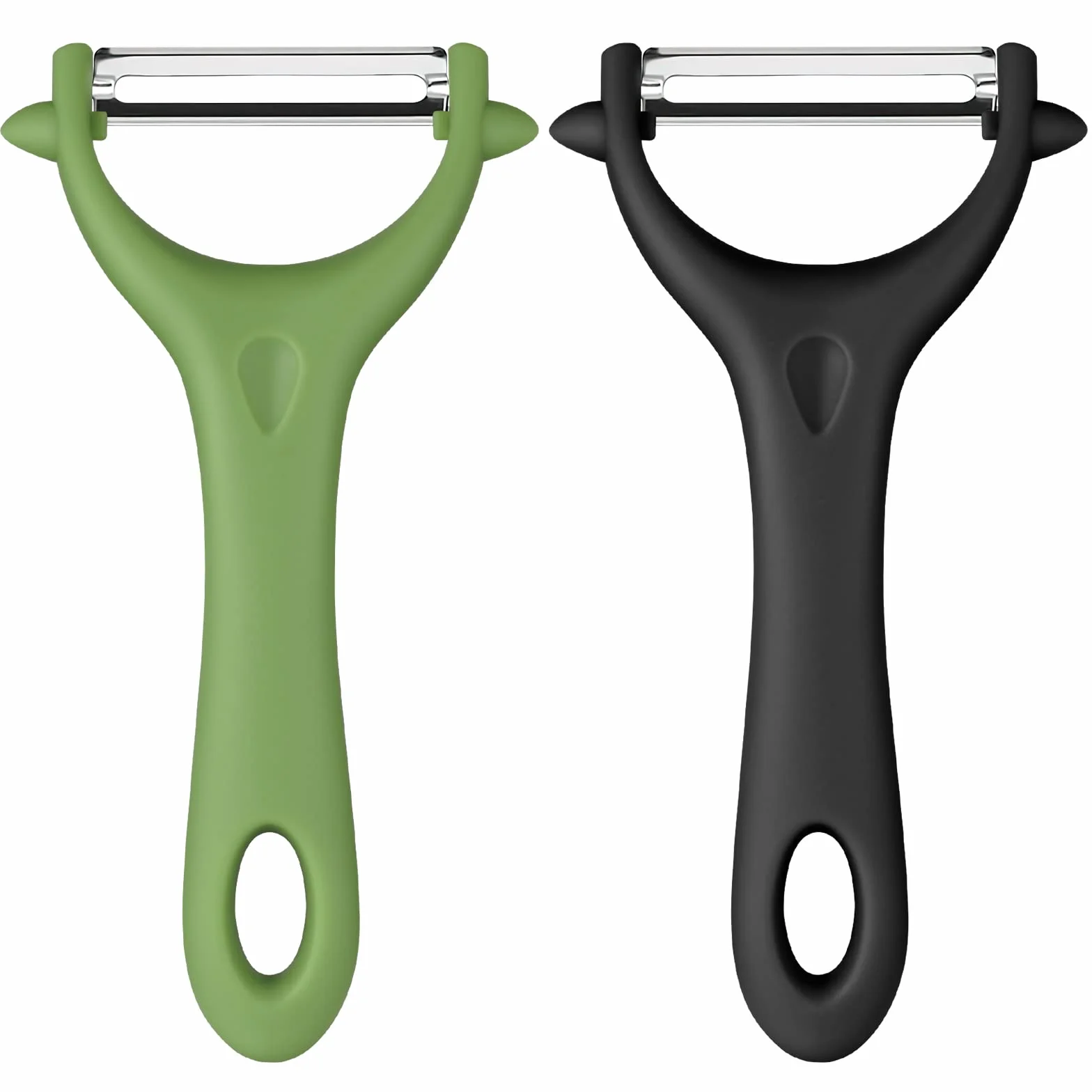 Éplucheur Universel Inox 2 PCS, Économe Légumes Manuel Poignée Ergonomique, Couteau Cuisine Légumes Fruits Noir Vert