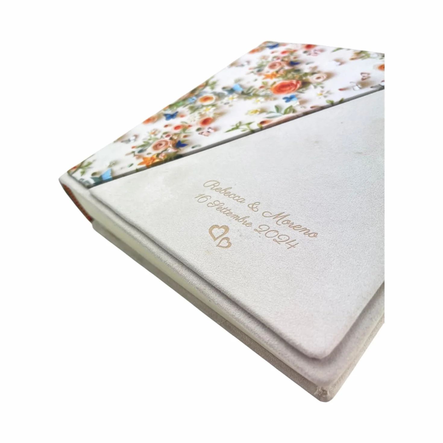 Album Photo Artisanal Tissu 3D Alcantara Personnalisable Gravure Classique Vélin Mariage Anniversaire Ivoire Beige