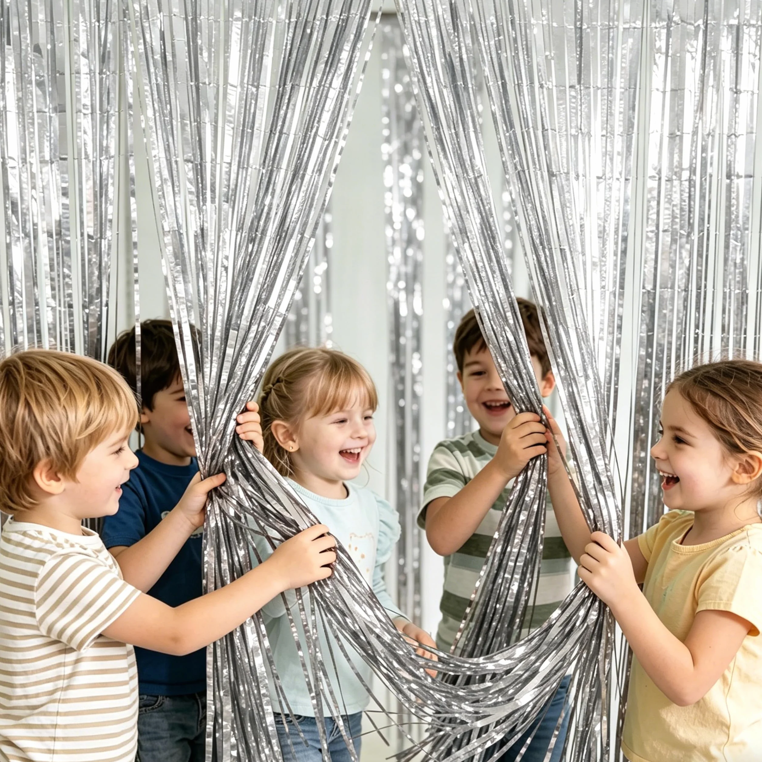 Rideau Métallique 1mx2m Paillette Décoration Fête Argenté
