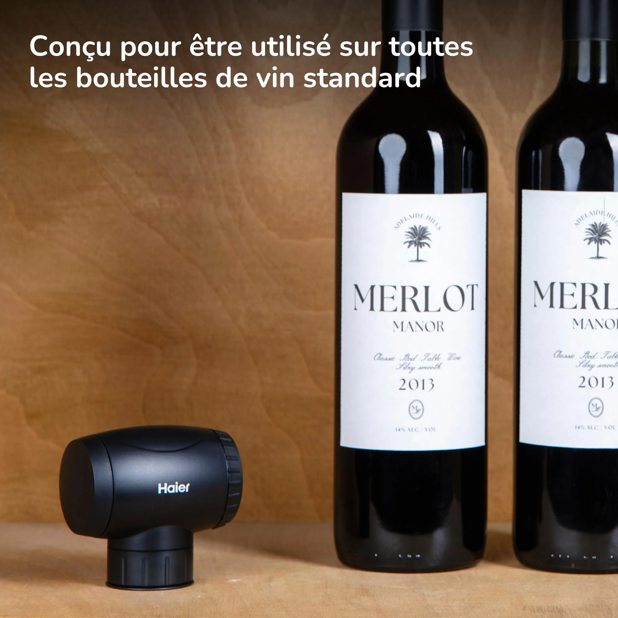 Haier Pack D'Accessoires à Vin - Pompe vide air électrique, conservez votre Bouteille jusqu'à 7 jours après ouverture - Thermomètre à vin, Indicateur de Température pour un service optimal