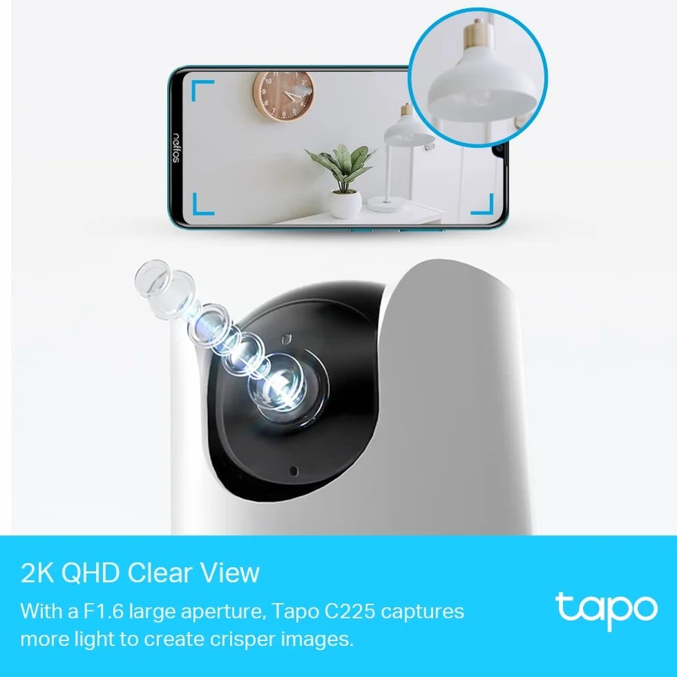 Tapo C225 1770500074 Kamera Wewnętrzna, Biały/Czarny, 2K QHD