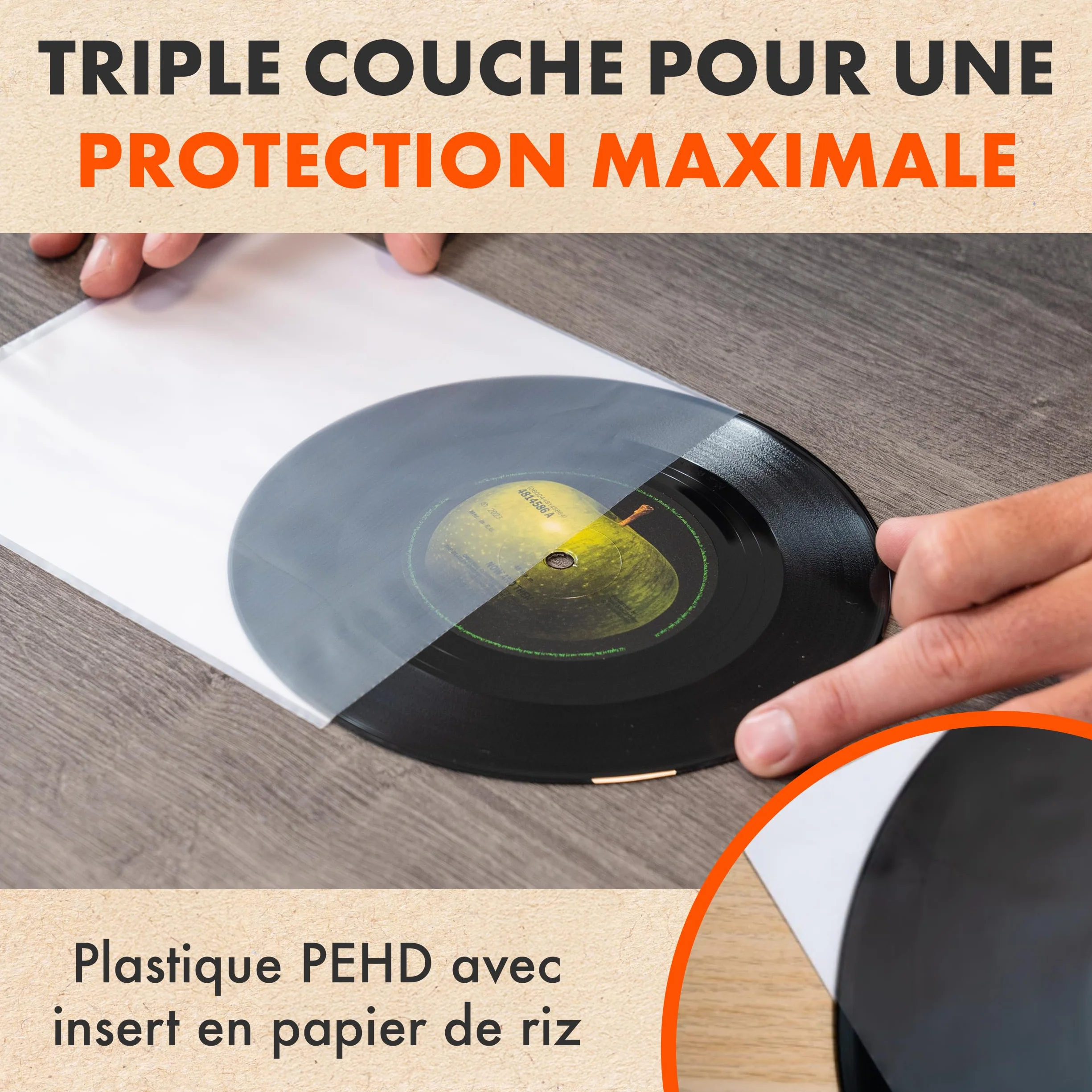 Spincare 50x Pochettes Vinyle 45 Tours 7" Antistatiques HDPE Archivage