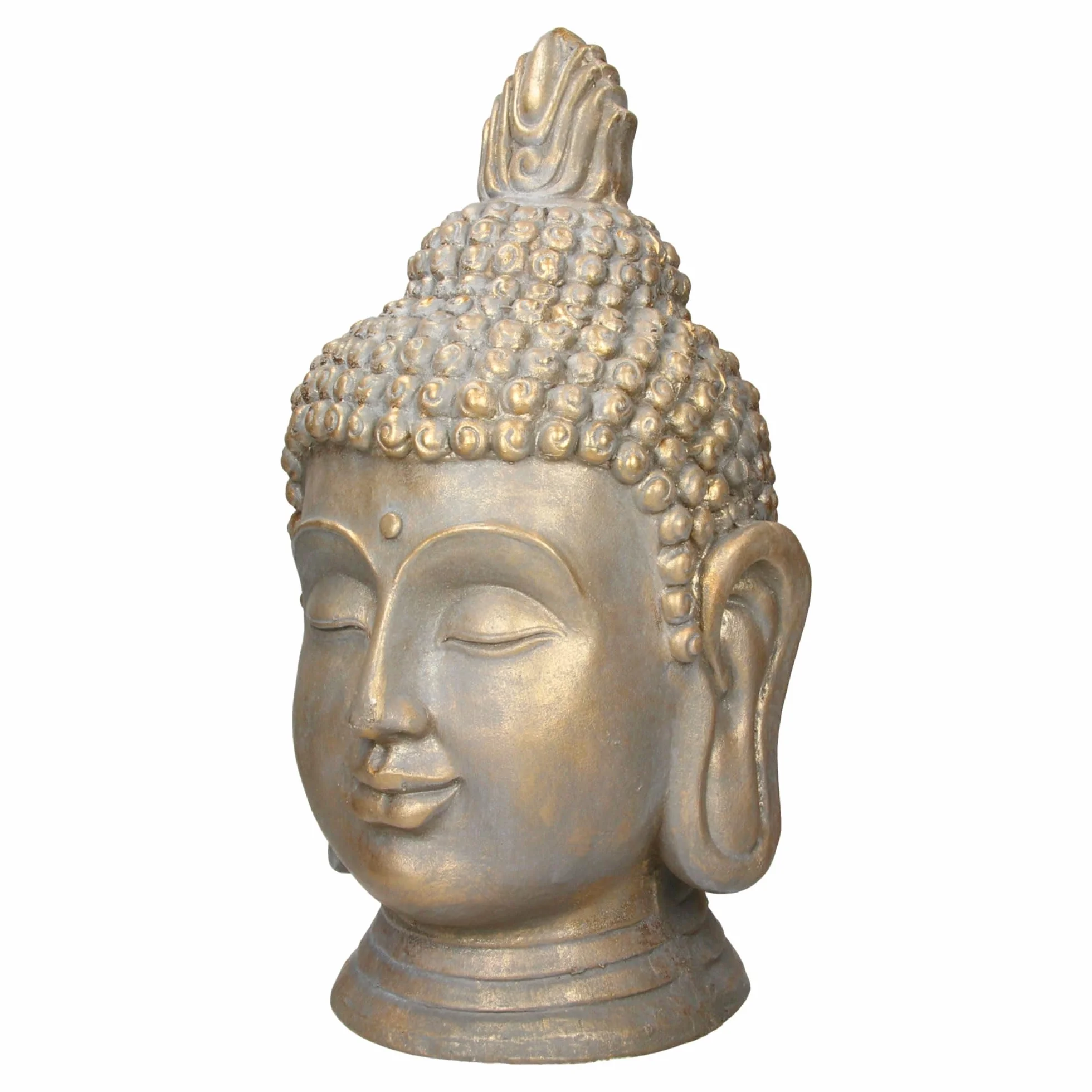 ECD Germany Statue Tête de Bouddha 74,5 cm Polyrésine Aspect Bronze Décoration Intérieur Extérieur