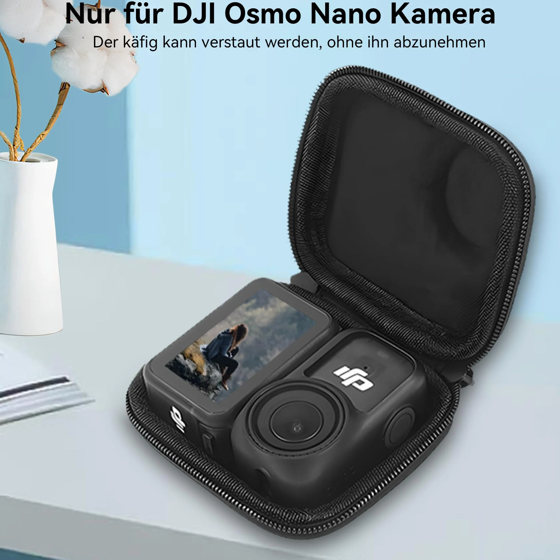 Osmo Nano Etui Transportowe - Przenośna Torba Podróżna z Twardą Powłoką PU do DJI Osmo Nano Przechowywania Akcesoriów Kamery Pokrowiec Ochronny z Karabińczykiem