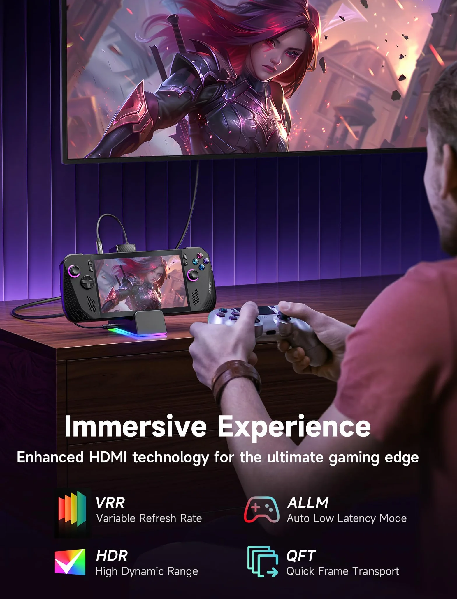 JSAUX Stacja dokująca do ROG Ally X/ROG Ally/Steam Deck/Legion Go, stacja dokująca 7 w 1 do ROG Ally X z wentylatorem chłodzącym RGB, HDMI 4K@120Hz, Gigabit Ethernet, Dual USB i USB C 3.0, ładowanie