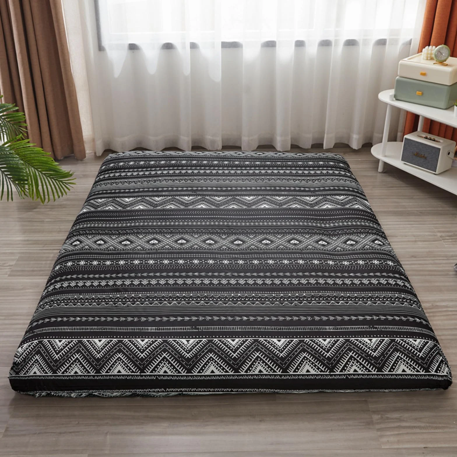 Housse de matelas futon japonais avec fermeture éclair - Housse de protection anti-poussière lavable 90 x 200 cm Q