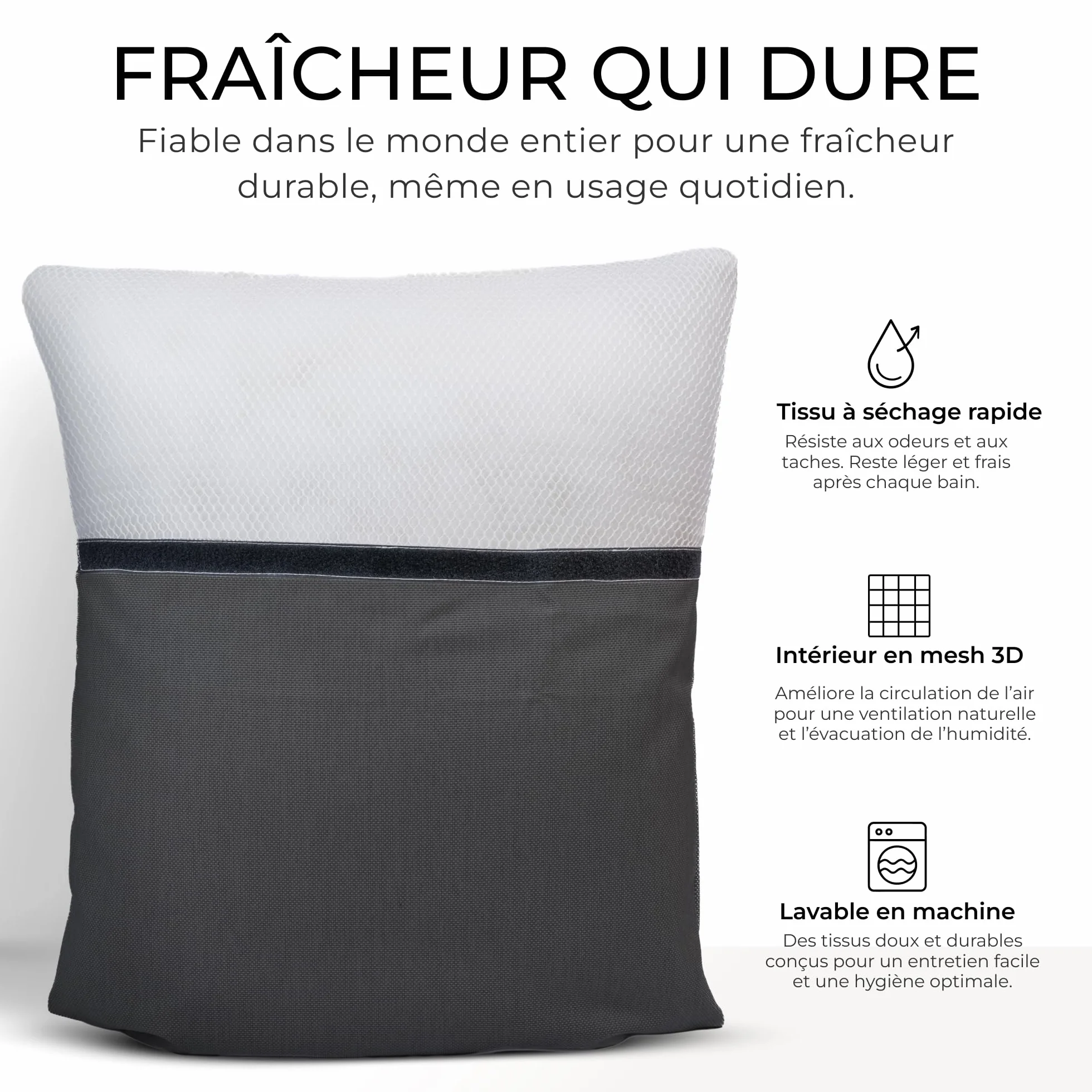 Coussin Baignoire Adulte, épais et Confortable, pour Le Soutien de la tête, du Cou et du Dos. Coussin de Baignoire Lavable, séchage Rapide, idéal pour Bain Relaxant à la Maison - Gris Foncé