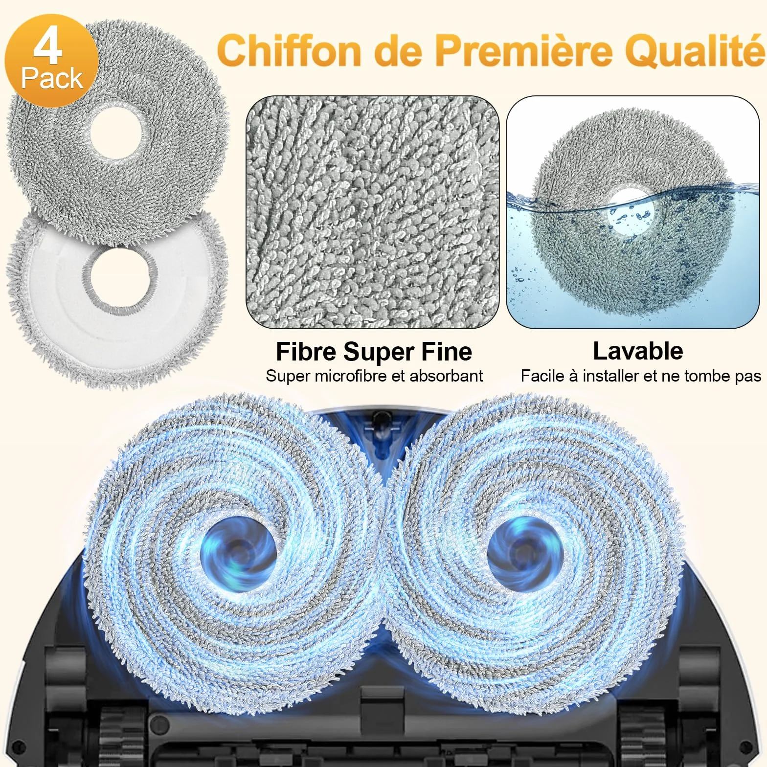 Dreame X50 Ultra Accessoires Pièces de Rechange L50s L40s Pro Ultra 2 Brosse Principale 4 Sacs à Poussière 4 Chiffons 4 Filtres 4 Brosse Latérale