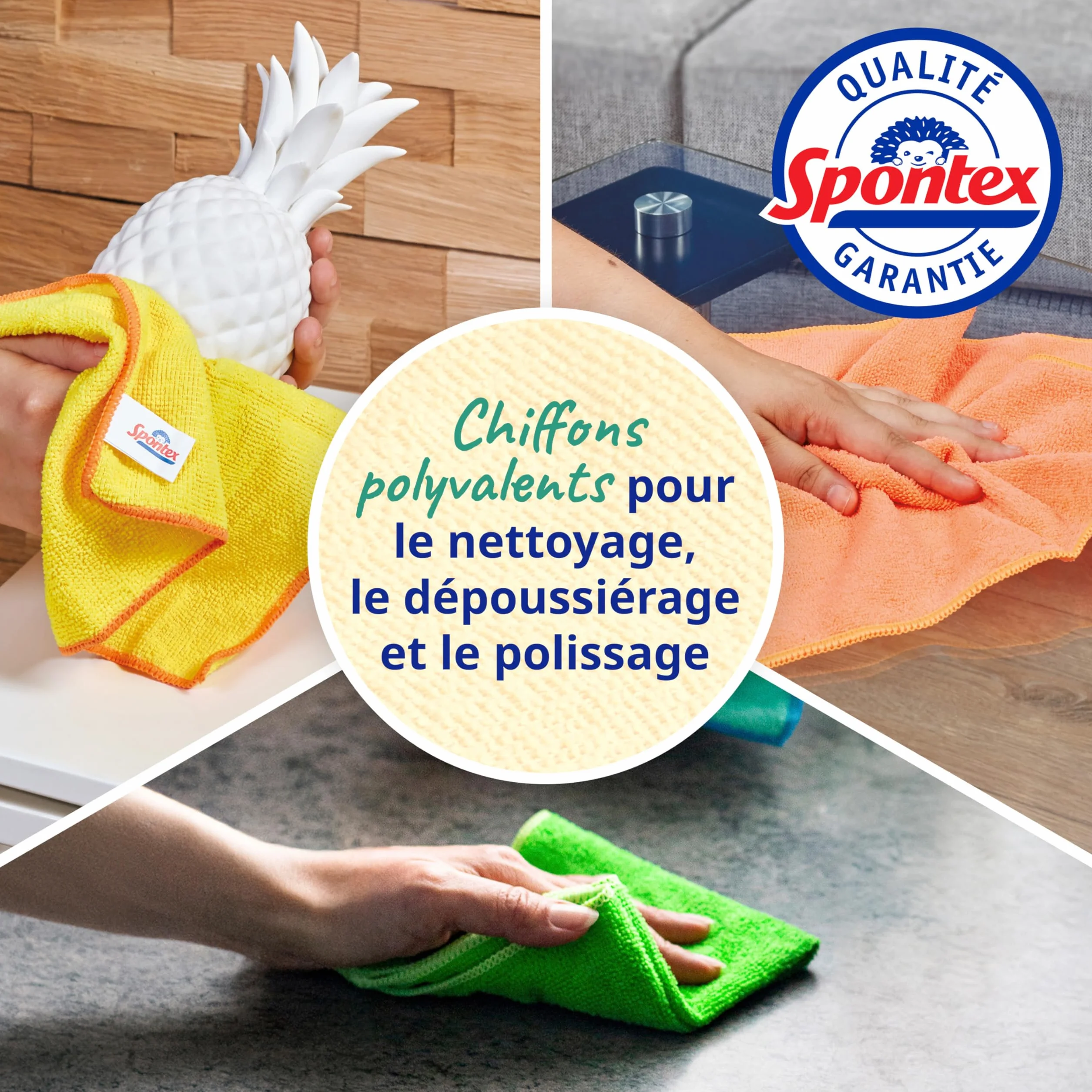 Spontex Microfibre Collection 8 Chiffons de Nettoyage Multi-usages