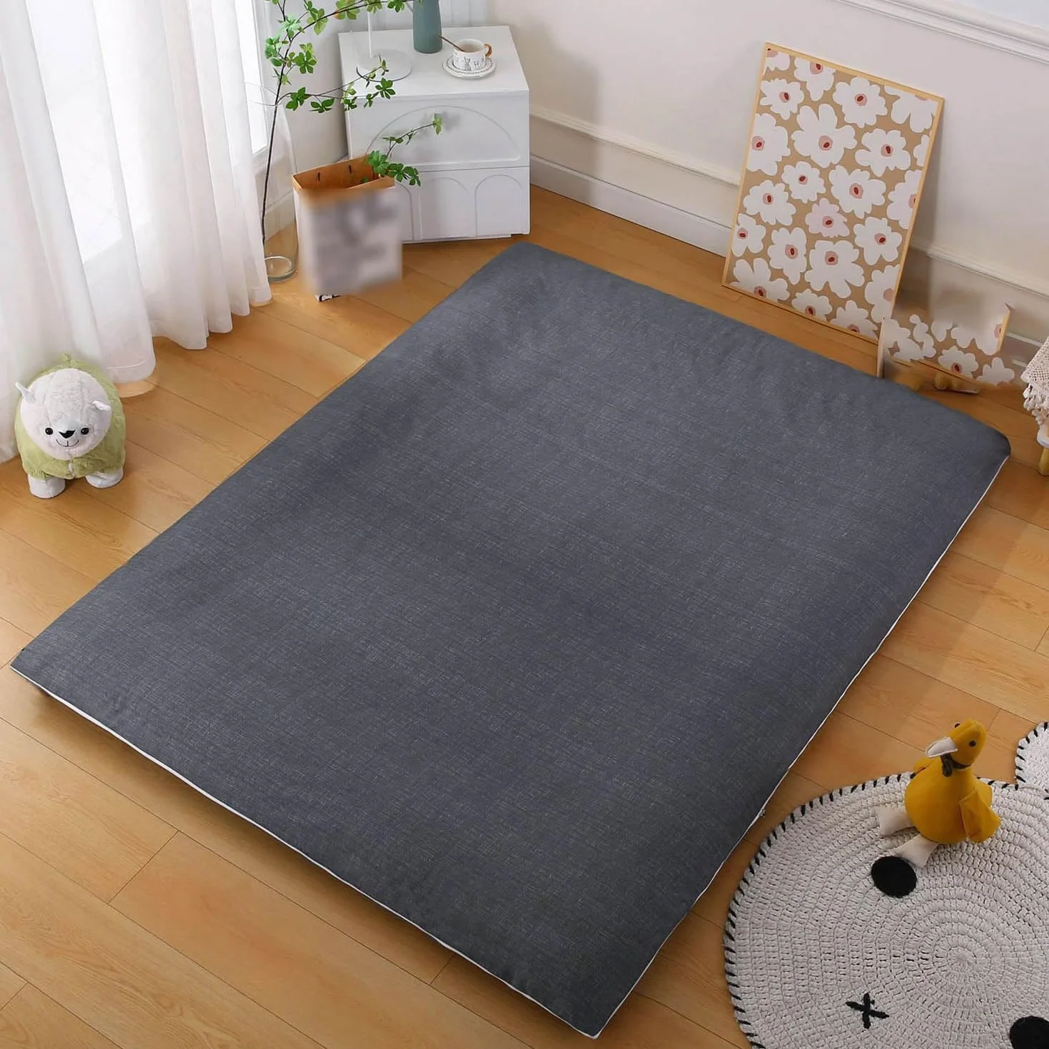 Housse de Matelas Coton 150x200cm pour Futon Japonais, Anti-poussière, Double Fermeture Éclair