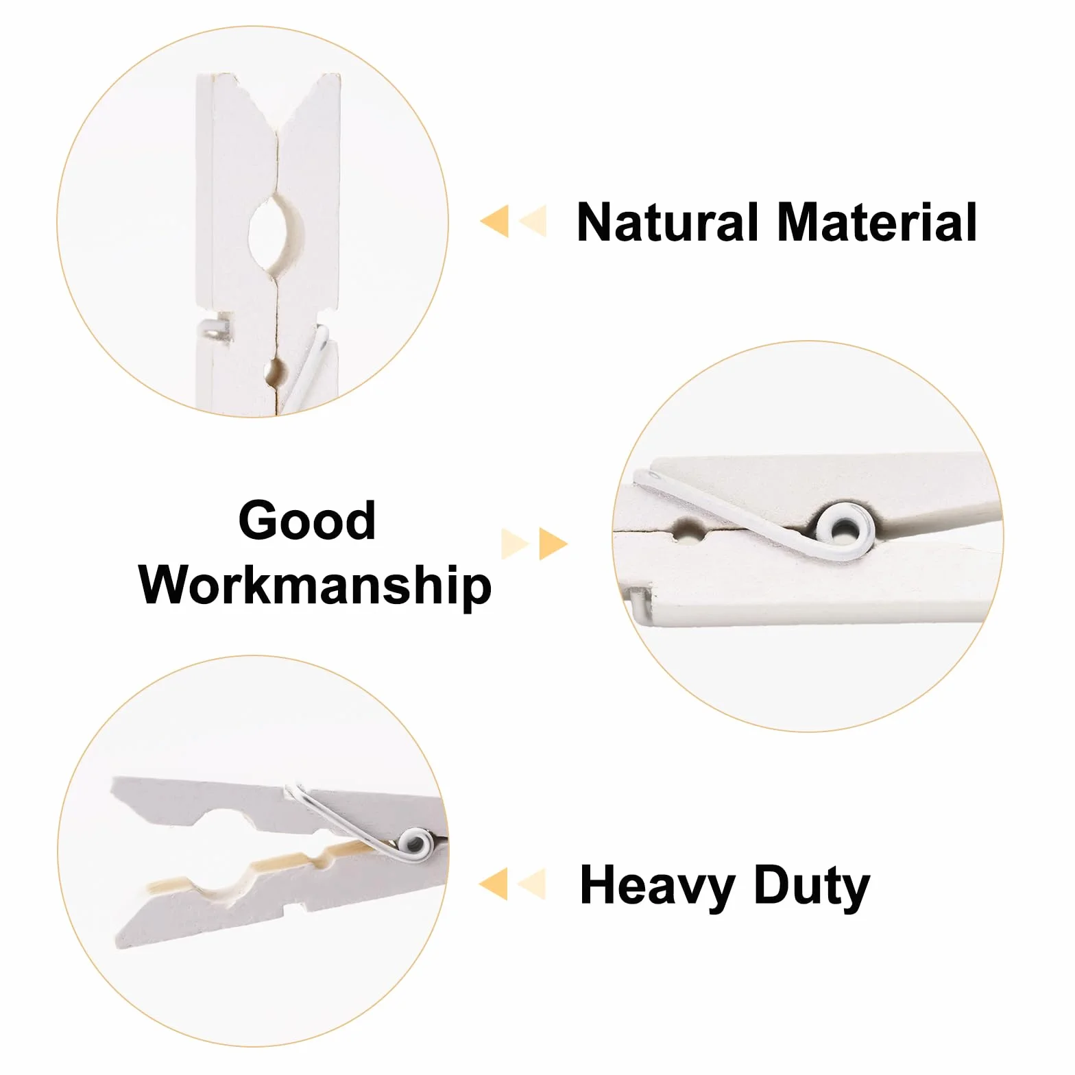Lot de 50 pinces à linge en bois blanc 7 cm avec ficelle jute 10 m - Décoration mariage Noël travaux manuels