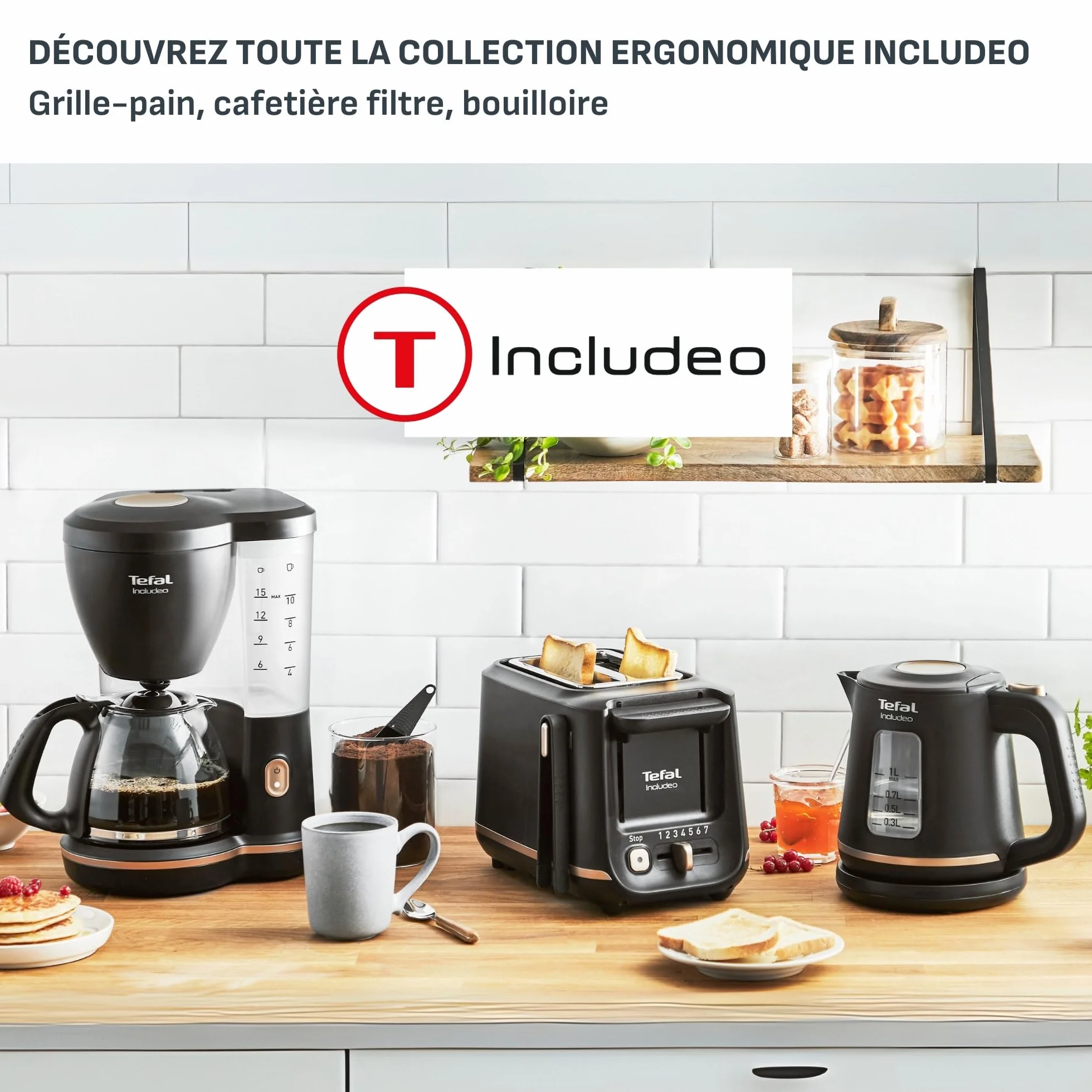 Tefal Bouilloire électrique 1 L Ébullition rapide Filtre anticalcaire amovible Poignée ergonomique Noire