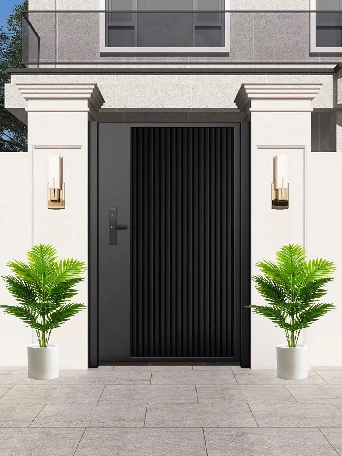 Palmiers Artificiels 80cm Grandes Plantes Vertes en Pot pour Décoration Intérieur Extérieur Maison Bureau
