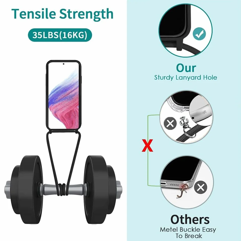 CaseLover Magnetyczne etui na telefon komórkowy Samsung Galaxy A57 5G, etui ochronne ze smyczką, przezroczyste silikonowe etui na telefon komórkowy, ze sznurkiem do zawieszenia, odporne na uderzenia