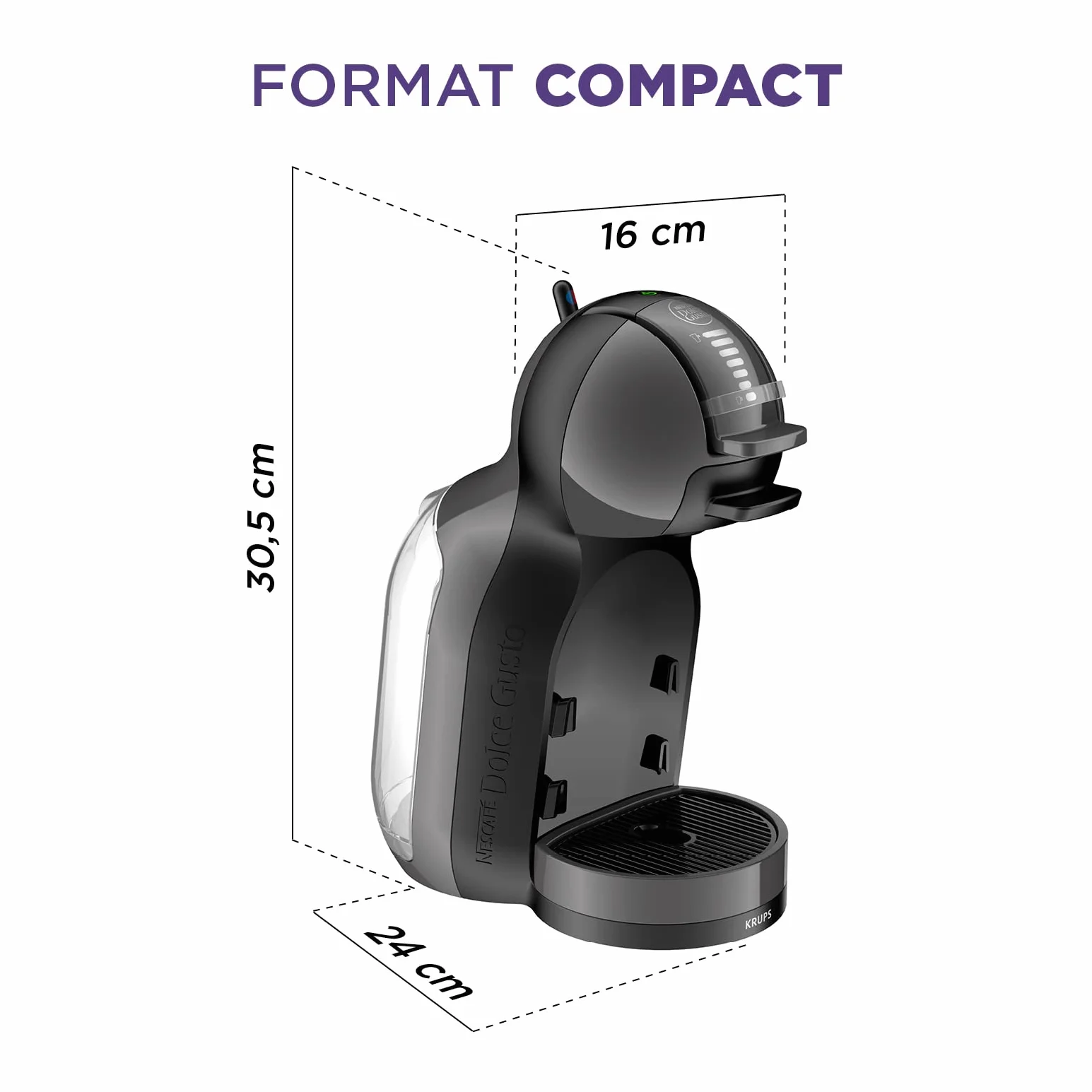 Krups Nescafé Dolce Gusto Mini Me Machine à café capsules multi-boissons 0.8 L 15 bars Noir/Anthracite