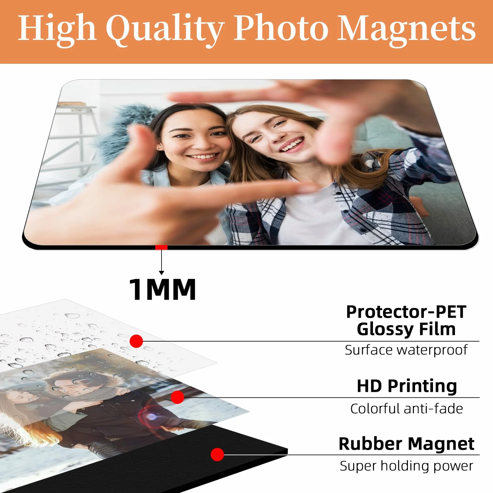 Magnet Frigo Personnalisable Aimant Frigo Cadre Photo Personnalisé Magnet Bild, Kühlschrank Personalizzato de Réfrigérateur Cadeau Original
