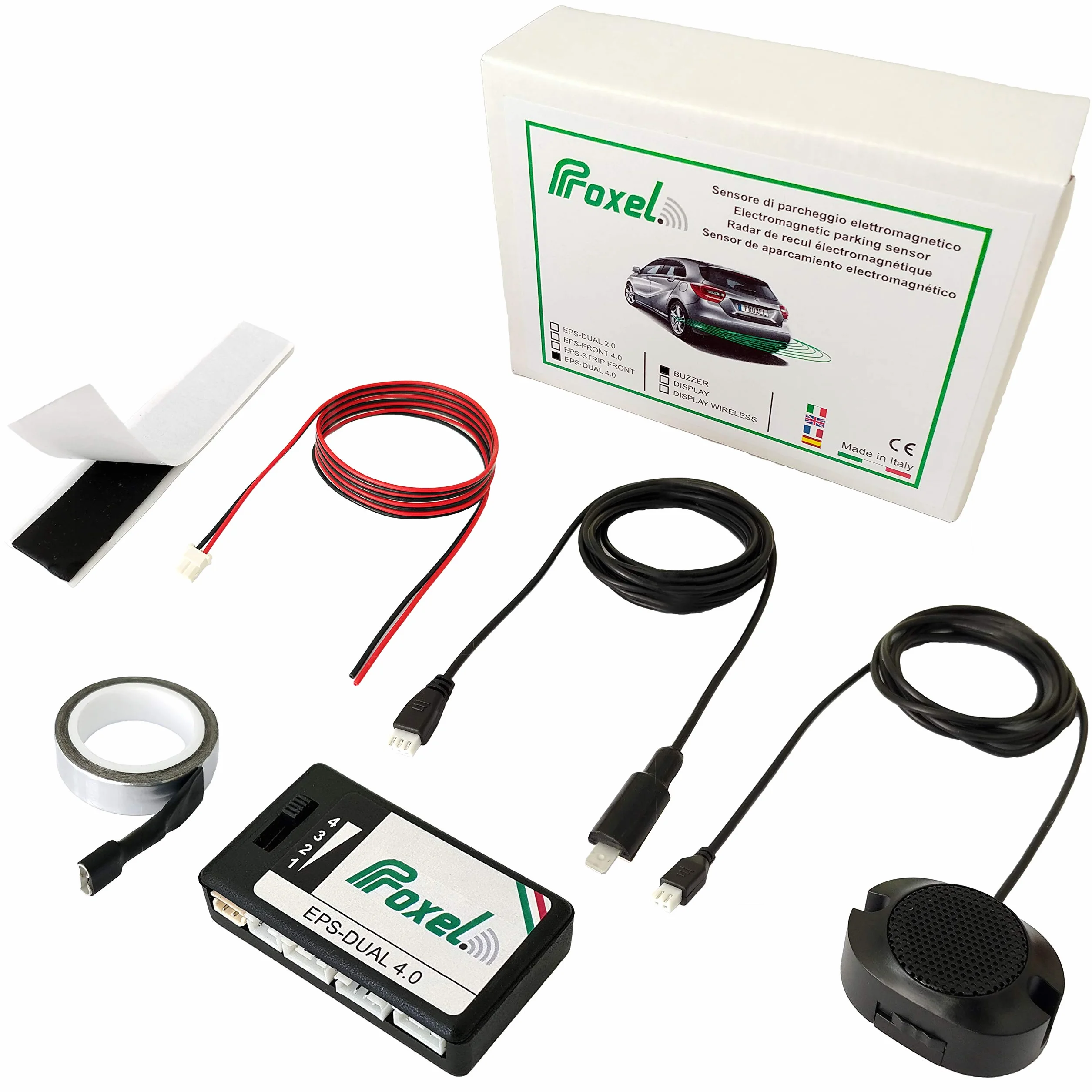 Proxel - Niewidoczne Elektromagnetyczne Czujniki Parkowania Przód + Tył, bez Wiercenia Zderzaka, Uniwersalne i Oryginalne