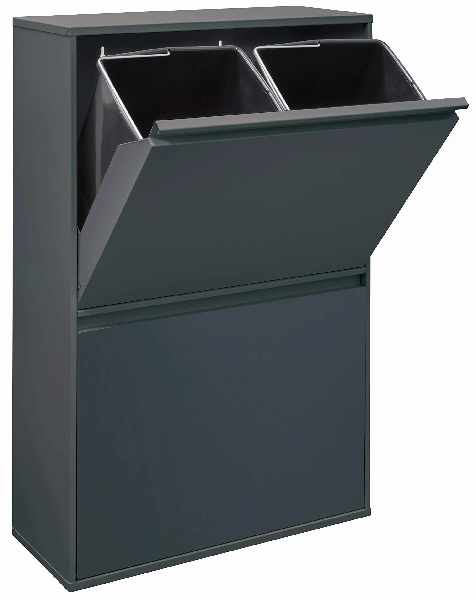 ARREGUI Basic CR604-B Poubelle de recyclage en acier 4 seaux 68 L anthracite