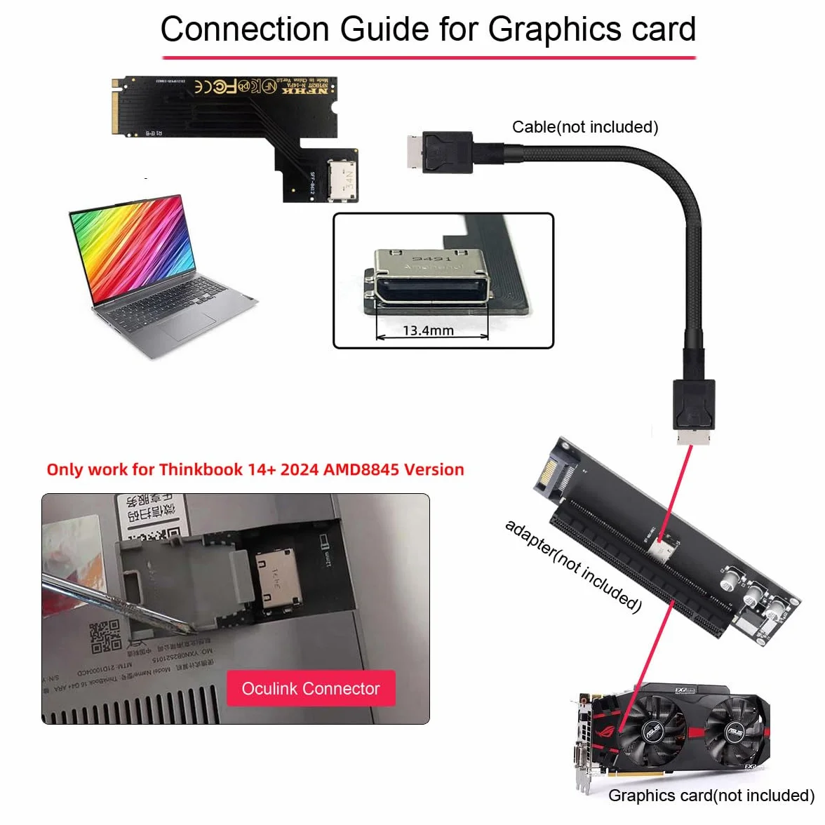 CY Karta PCI-E 4.0 M.2 M-Key do Oculink SFF-8612 SFF-8611 adapter hosta do 2024 ThinkBook 14+ AMD8845 zewnętrzna karta graficzna i SSD