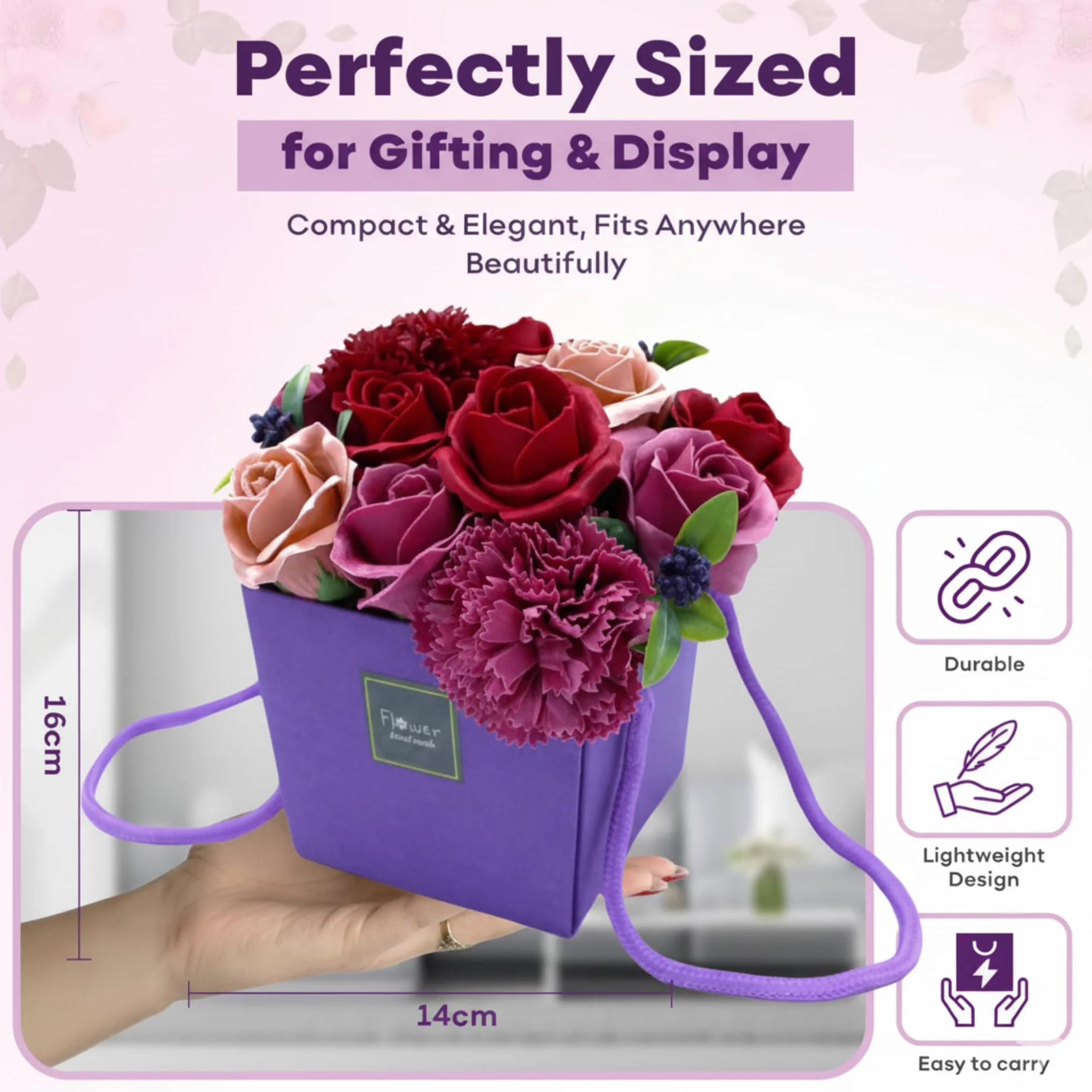 Bouquet de Fleurs de Savon Violet pour Fête des Mères et Saint-Valentin