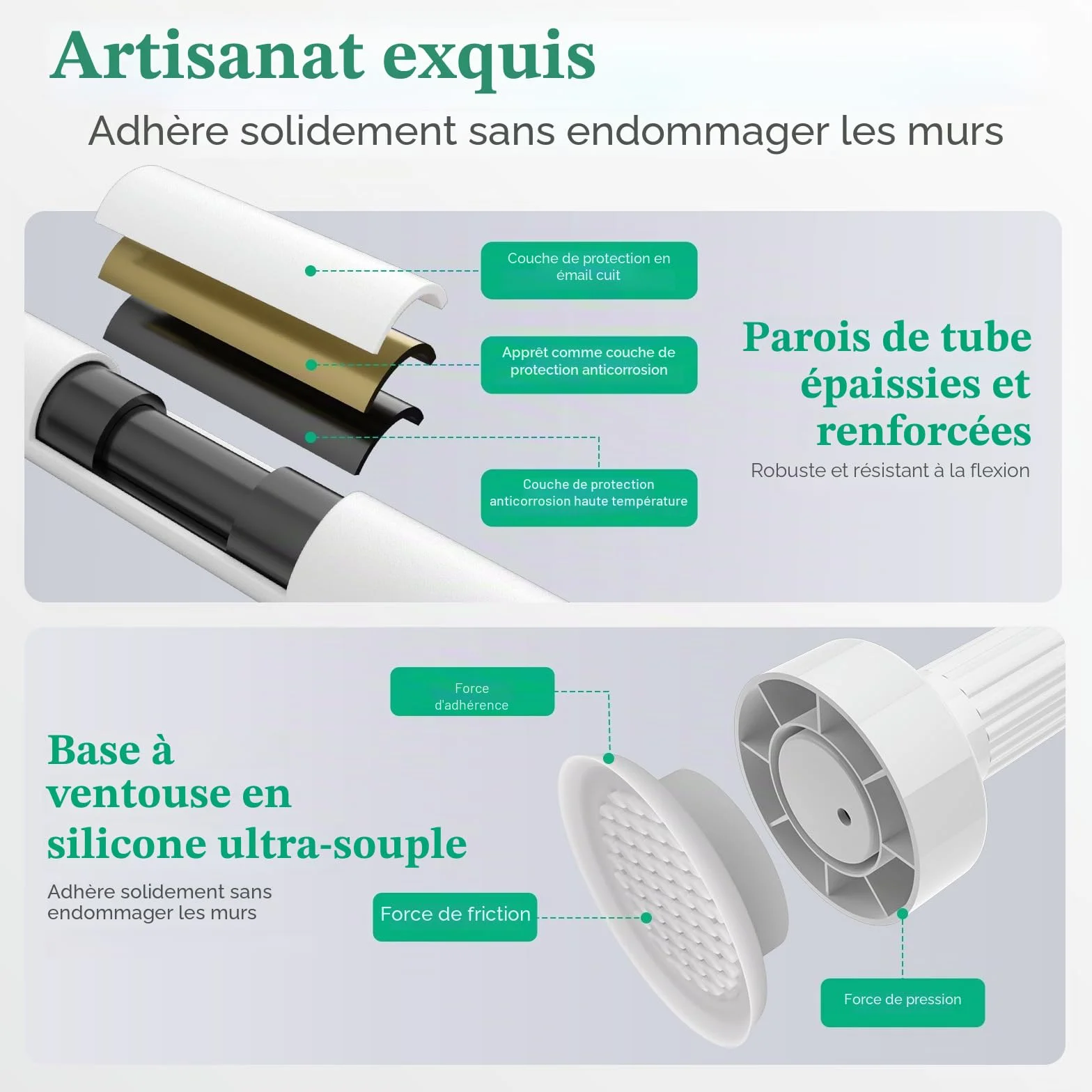 Barre Extensible sans Perçage Rideau 250-340 cm Ø 32 mm Blanc