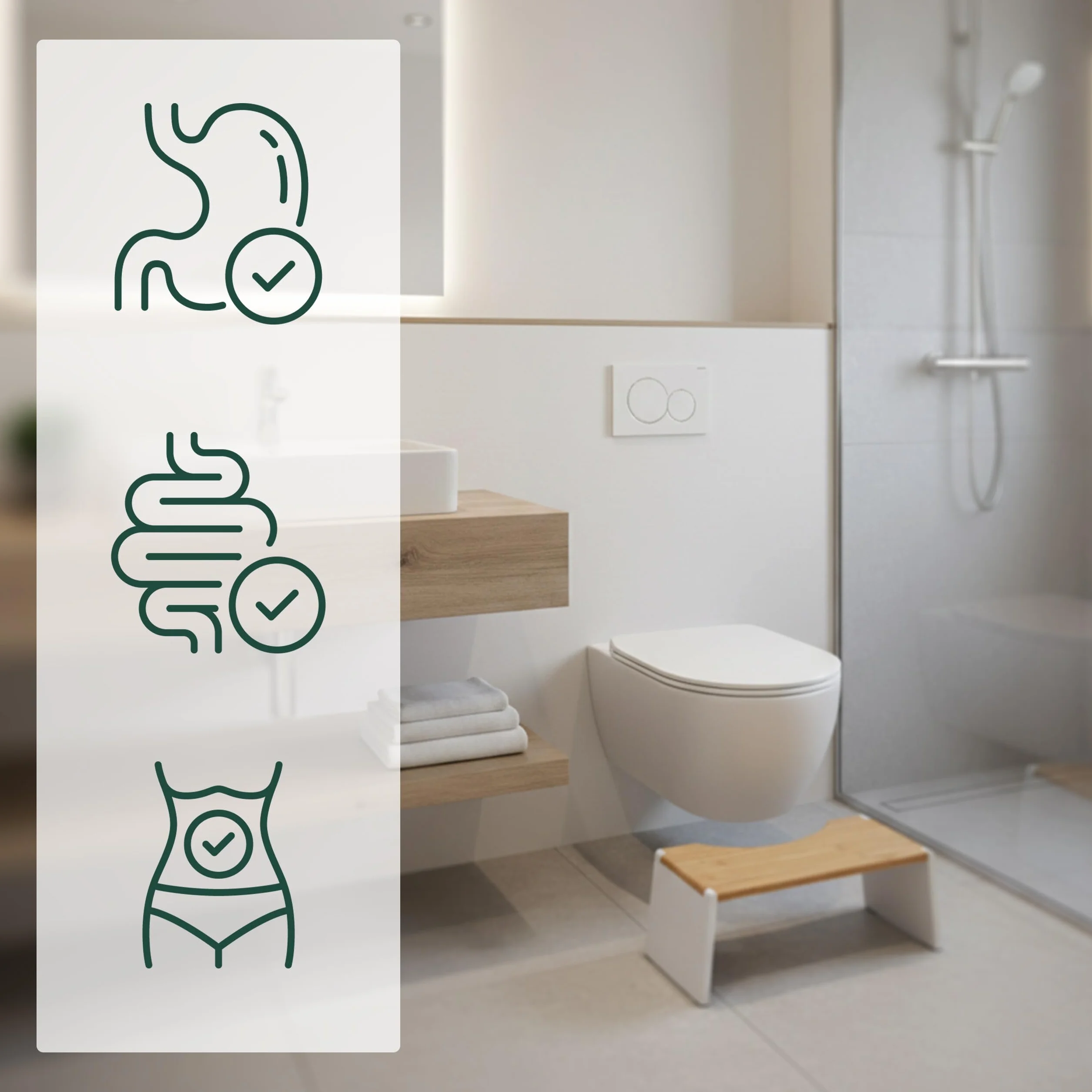 Relaxdays Repose-Pieds WC, Pliable, Adultes, Bambou, antidérapant, HxLxP 19 x 43,5 x 20 cm, Naturel/Blanc