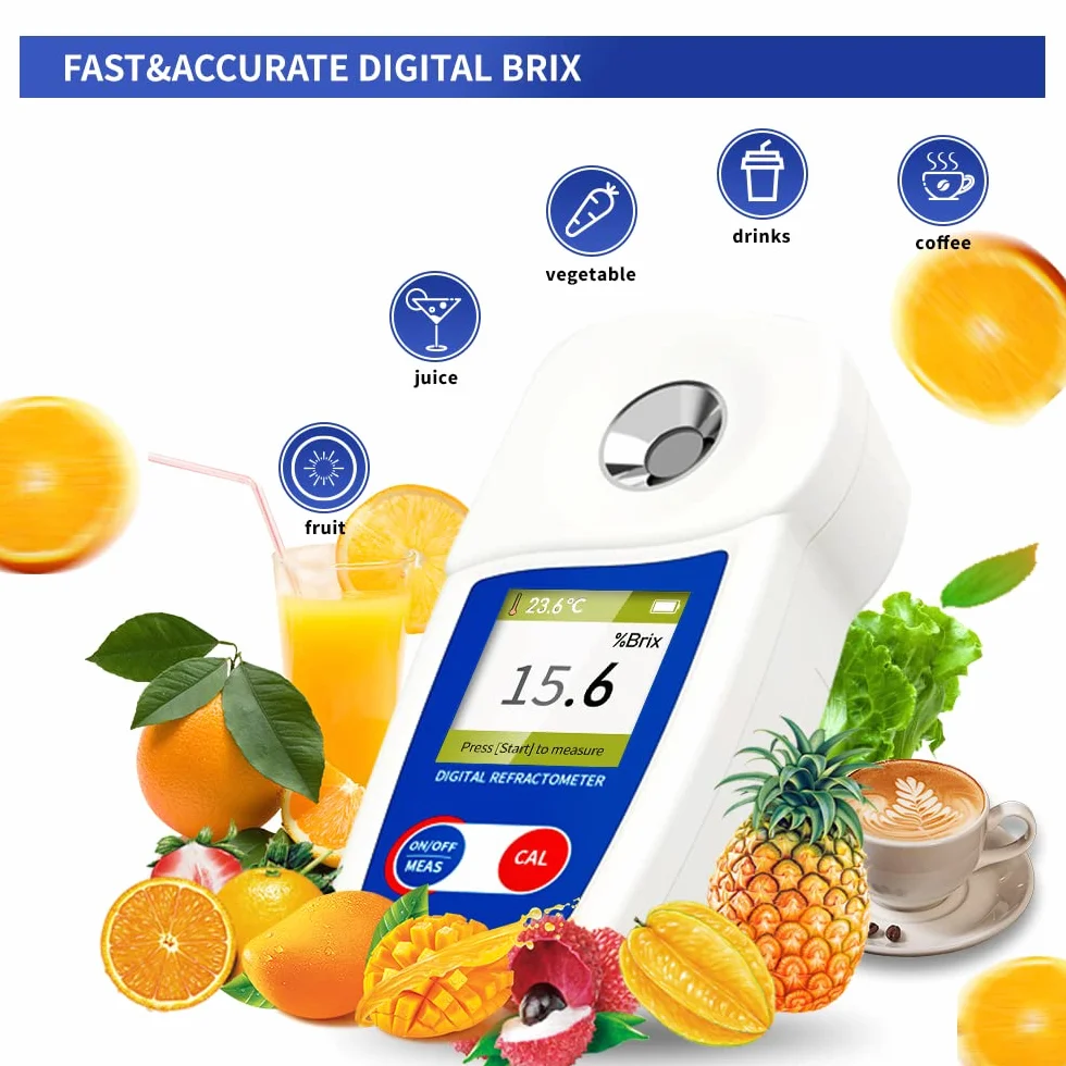 Réfractomètre Brix numérique FlagFront Brix réfractomètre, compensation automatique de température, réfractomètre Brix, plage 0-55% ± 0,1% précision