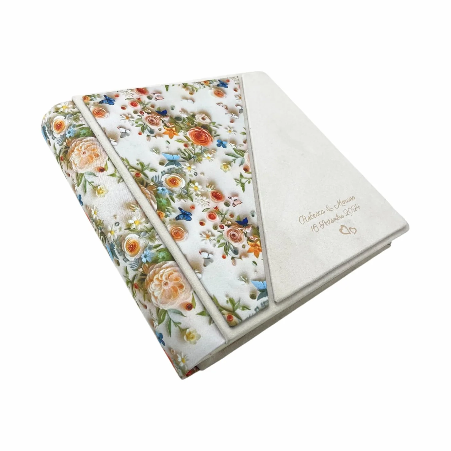 Album Photo Artisanal Tissu 3D Alcantara Personnalisable Gravure Classique Vélin Mariage Anniversaire Ivoire Beige