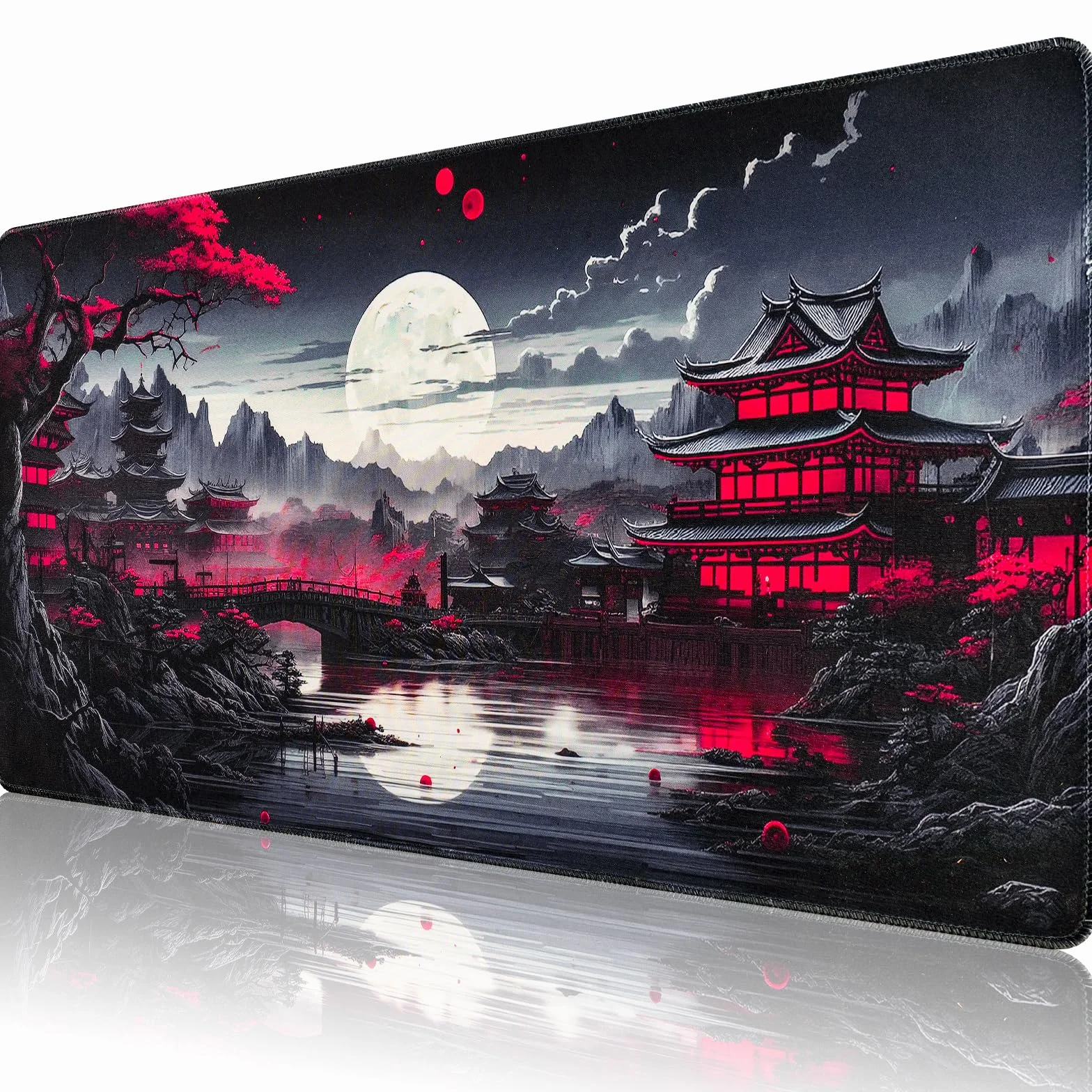 Tapis de Souris Gaming XXL 900x400mm Japonais Antidérapant Bords Cousus Imperméable