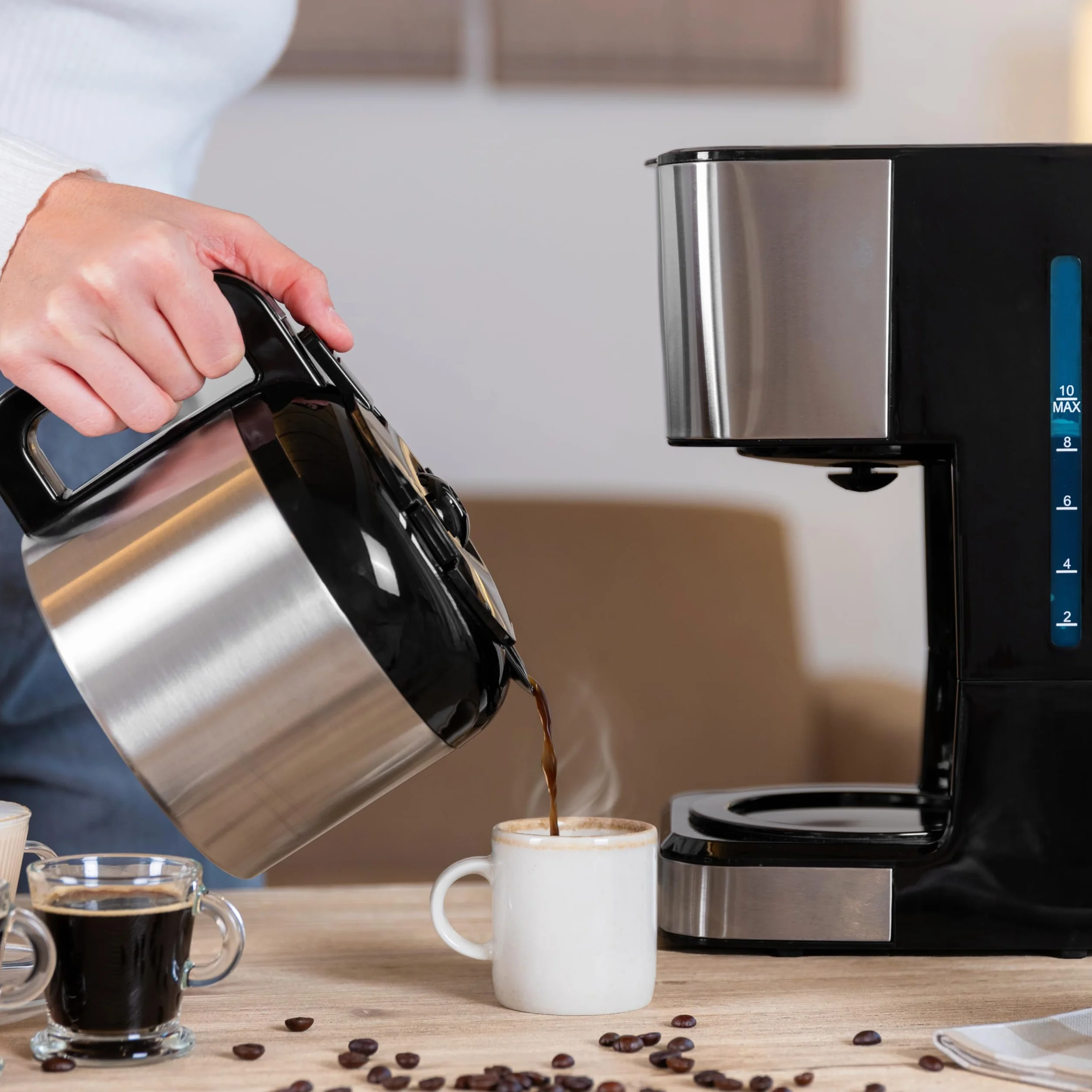 Cecotec Cafetière à Filtre de 1,2L Coffee 66 Drop & Thermo, Puissance 950 W, 10 Tasses, Technologie ExtremeAroma, Fonction Anti-goutte, Filtre en maille réutilisable, Protection Surchauffe.