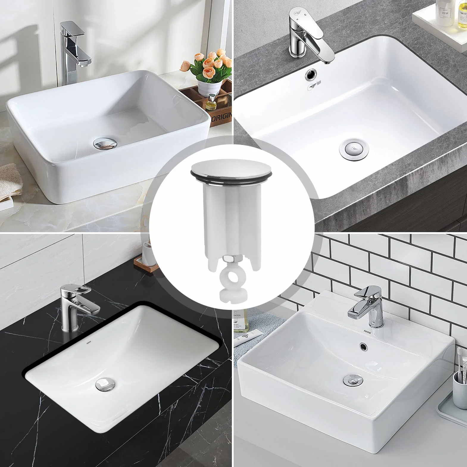 Bouchon De Lavabo Pop-up 40 Mm Universel Finition Chromée Hauteur Ajustable