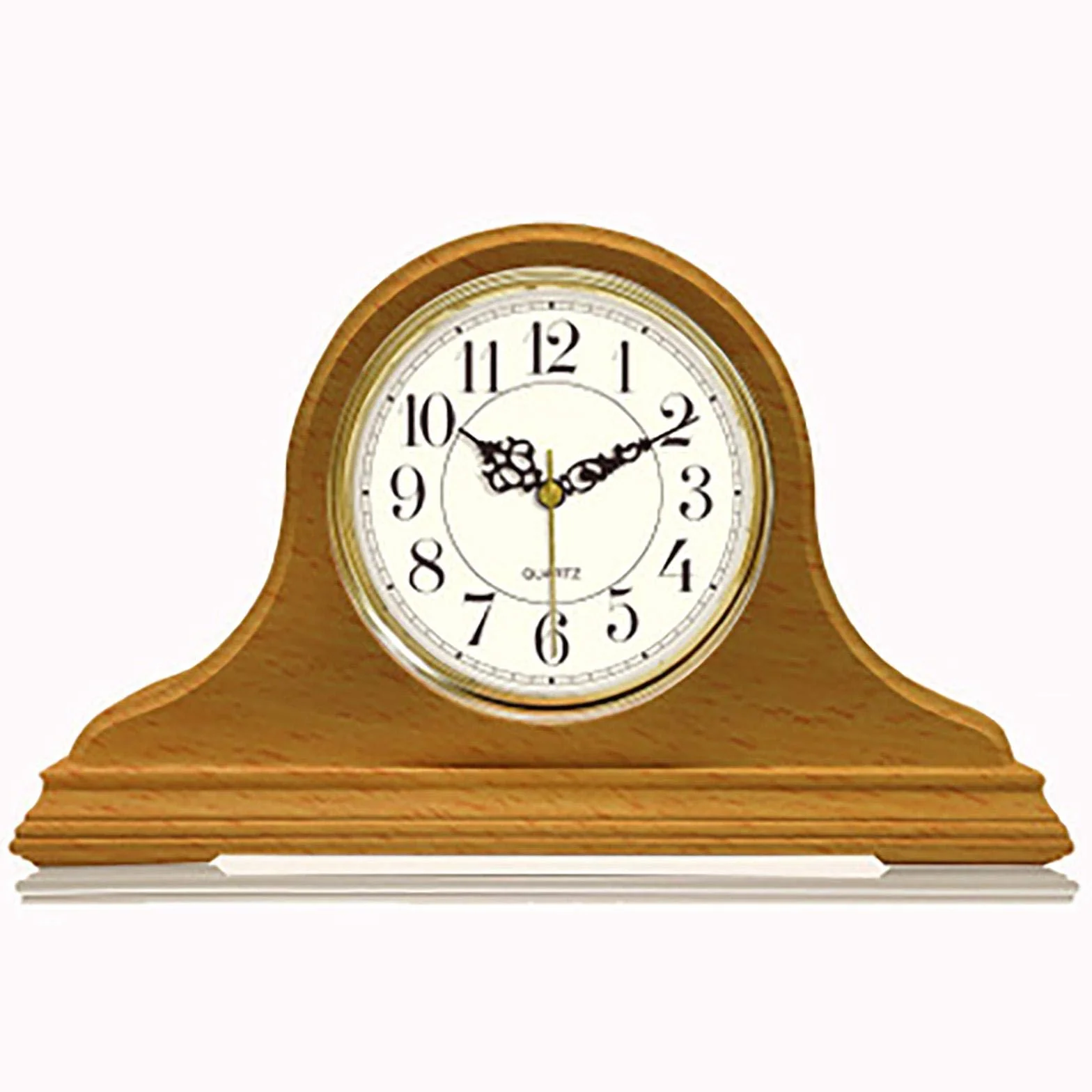 Horloge de cheminée en bois massif style vintage – Horloge de table rétro silencieuse à piles