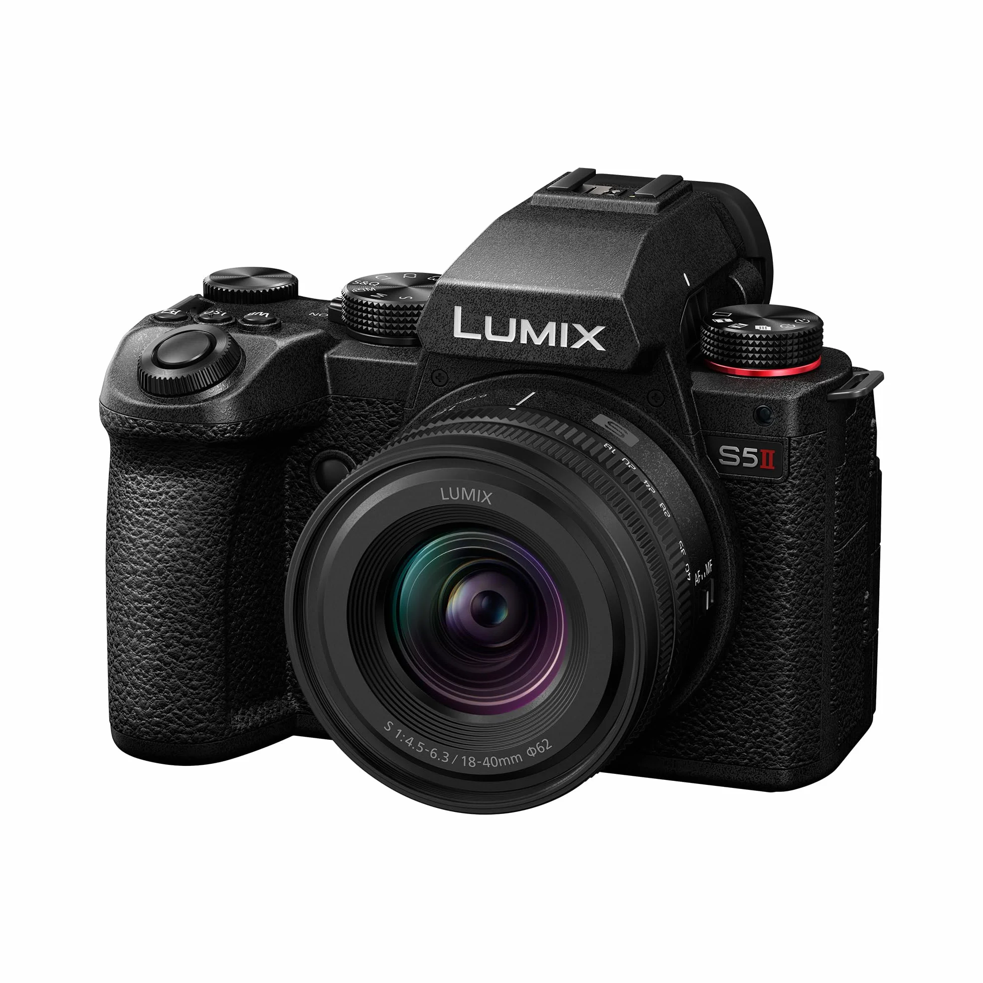 Panasonic Lumix DC-S5 II, Pełnoklatkowy aparat bezlusterkowy, z Obiektywem S-R1840E 18-40mm S, 4K 60P i 6k 30P, Flip screen, Wi-Fi, Phase Hybrid AF 179 pól, Active IS, Czarny