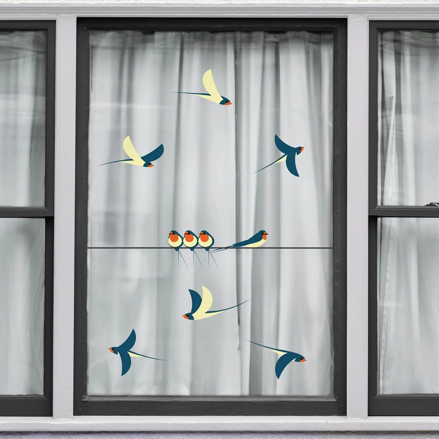 Stickers pour fenêtre anti collision oiseaux motif hirondelles 6 pièces